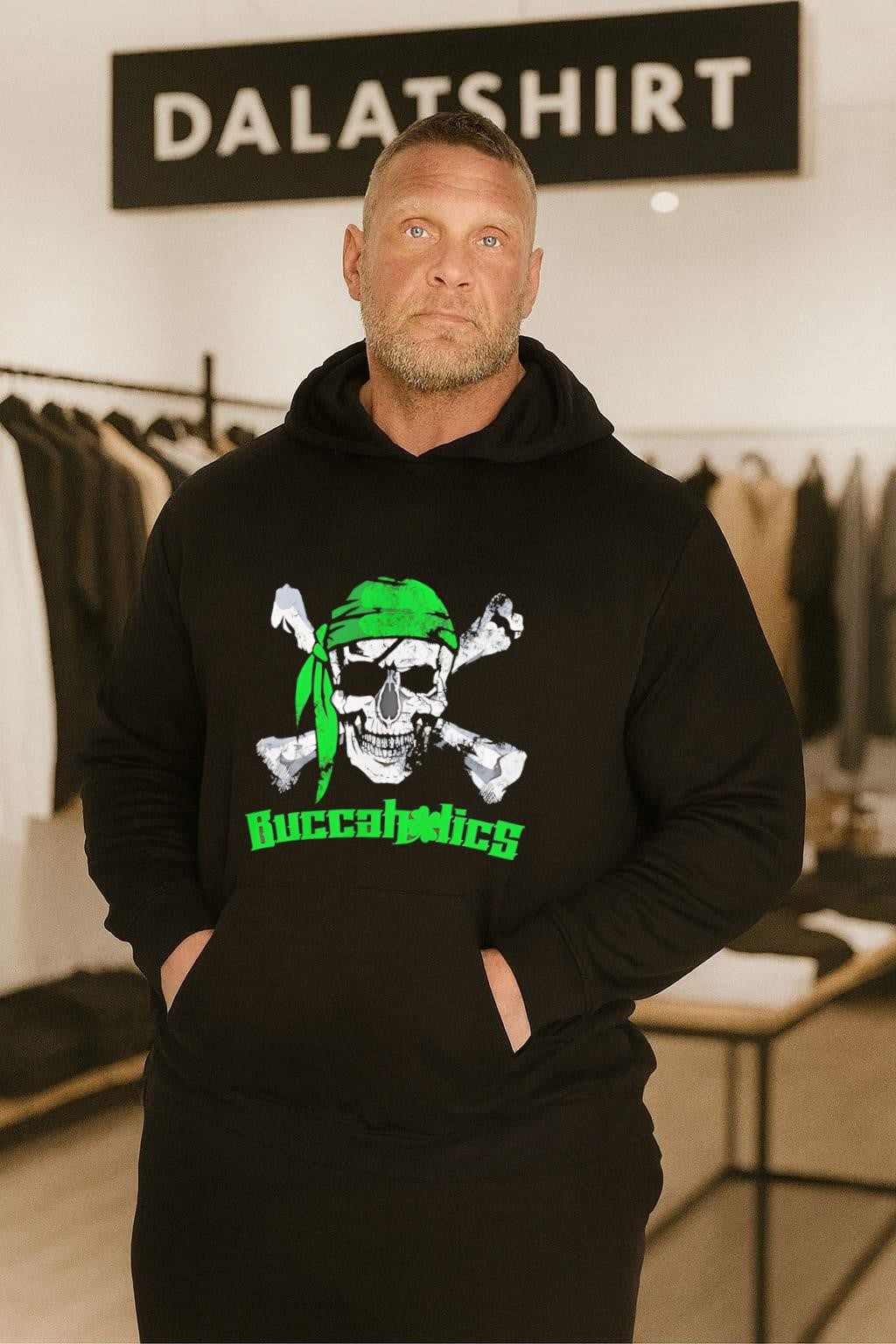 Buccaholics Green Pirate Skull shirt