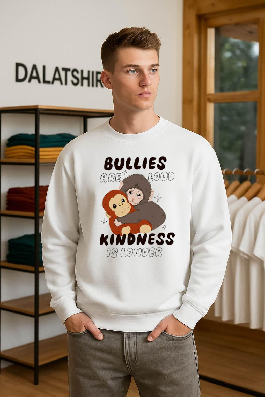 Bullies Are Loud Kindness Is Louder Monkey Hug shirt