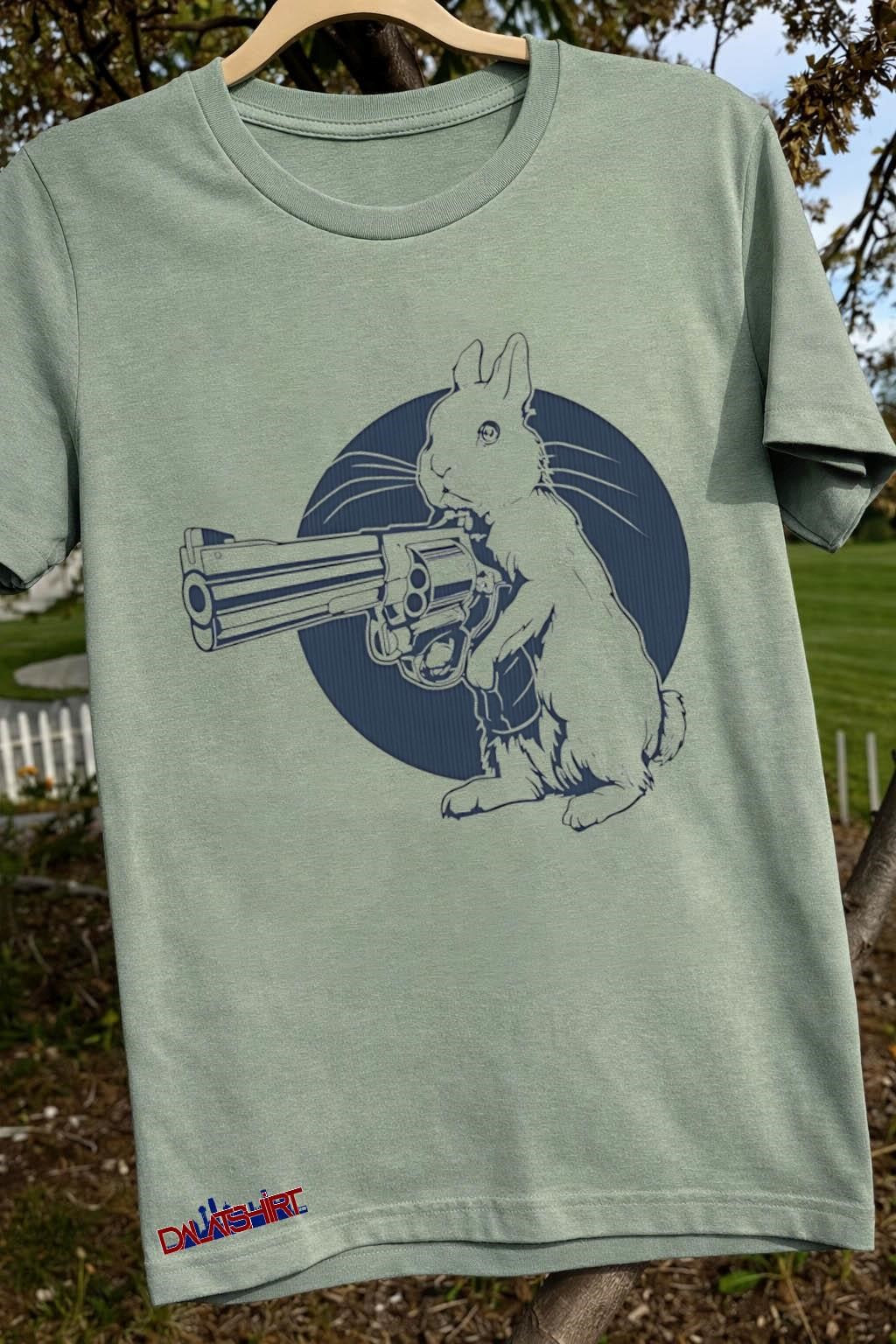 Bunny Holding Giant Revolver Pistol Cute shirt