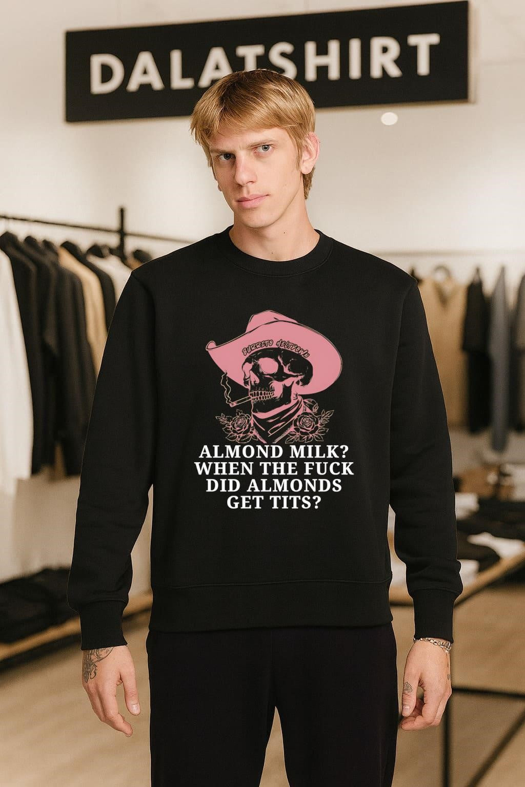 Burrito Meltdown Cowboy Skull Roses Almond Milk When Do Almonds Get Tits shirt