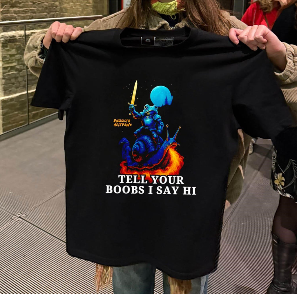 Burrito Meltdown Frog Knight Riding Fire Breathing Snail shirt