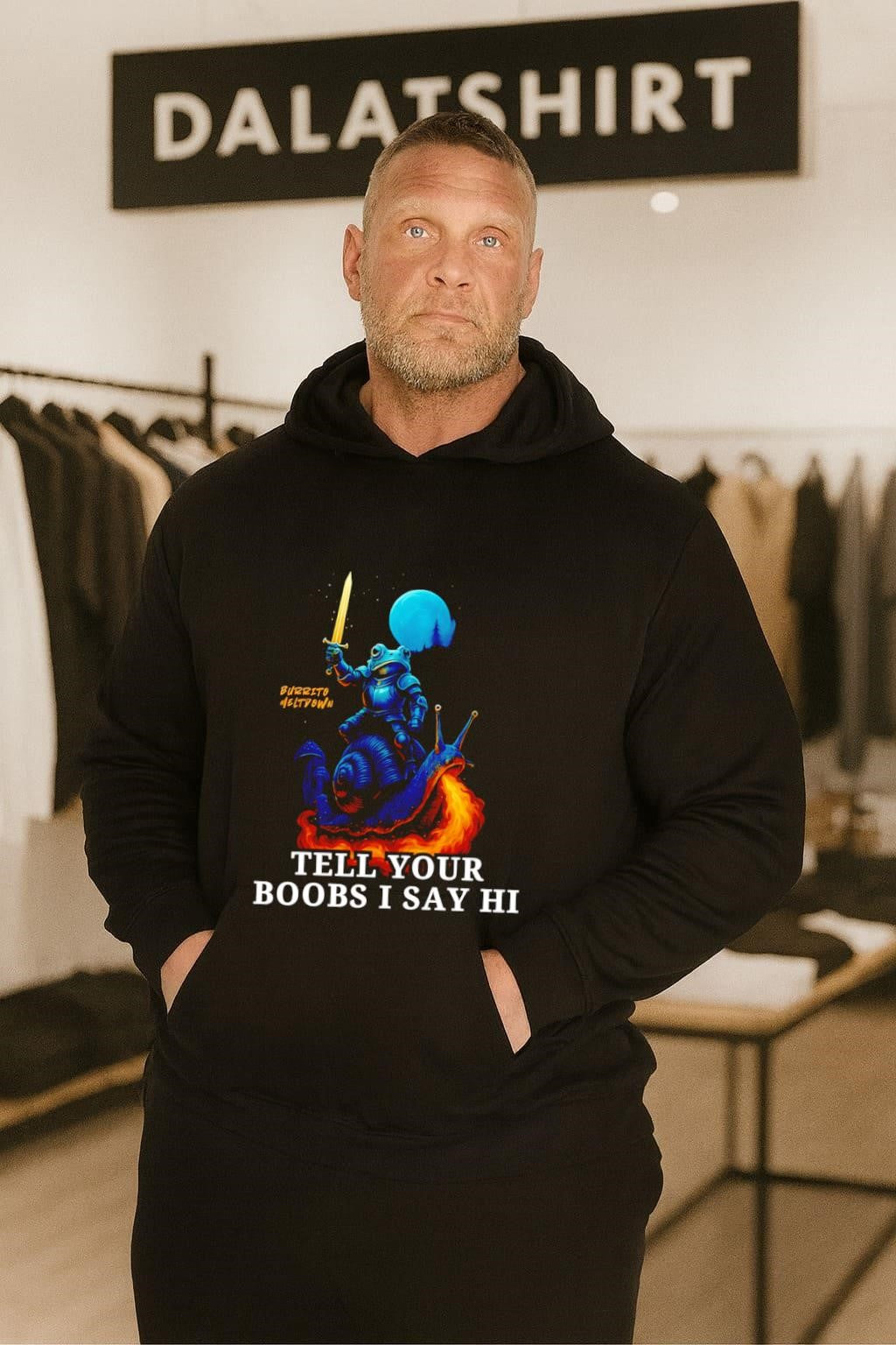 Burrito Meltdown Frog Knight Riding Fire Breathing Snail shirt