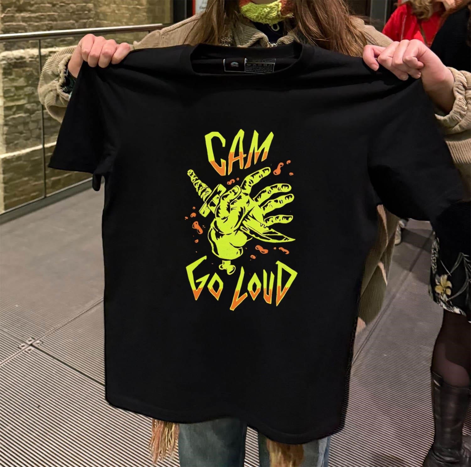 CAM Go Loud Severed Zombie Hand With Dagger Horror shirt