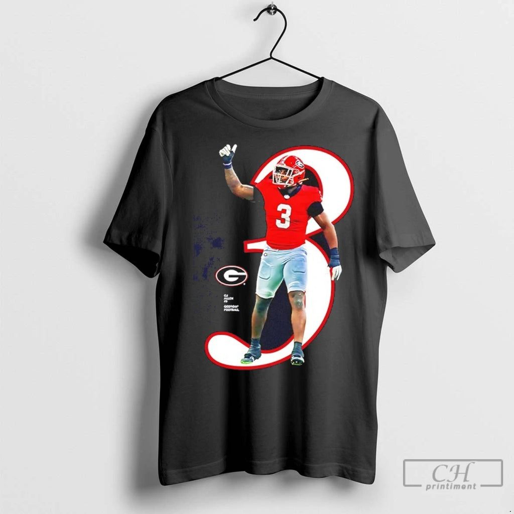 Cj Allen Black 3 Georgia Bulldogs 2025 Ncaa Player T Shirts