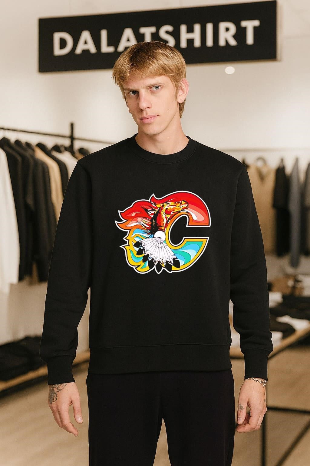 Calgary Flames Logo Indigenous Heritage Native Feather shirt
