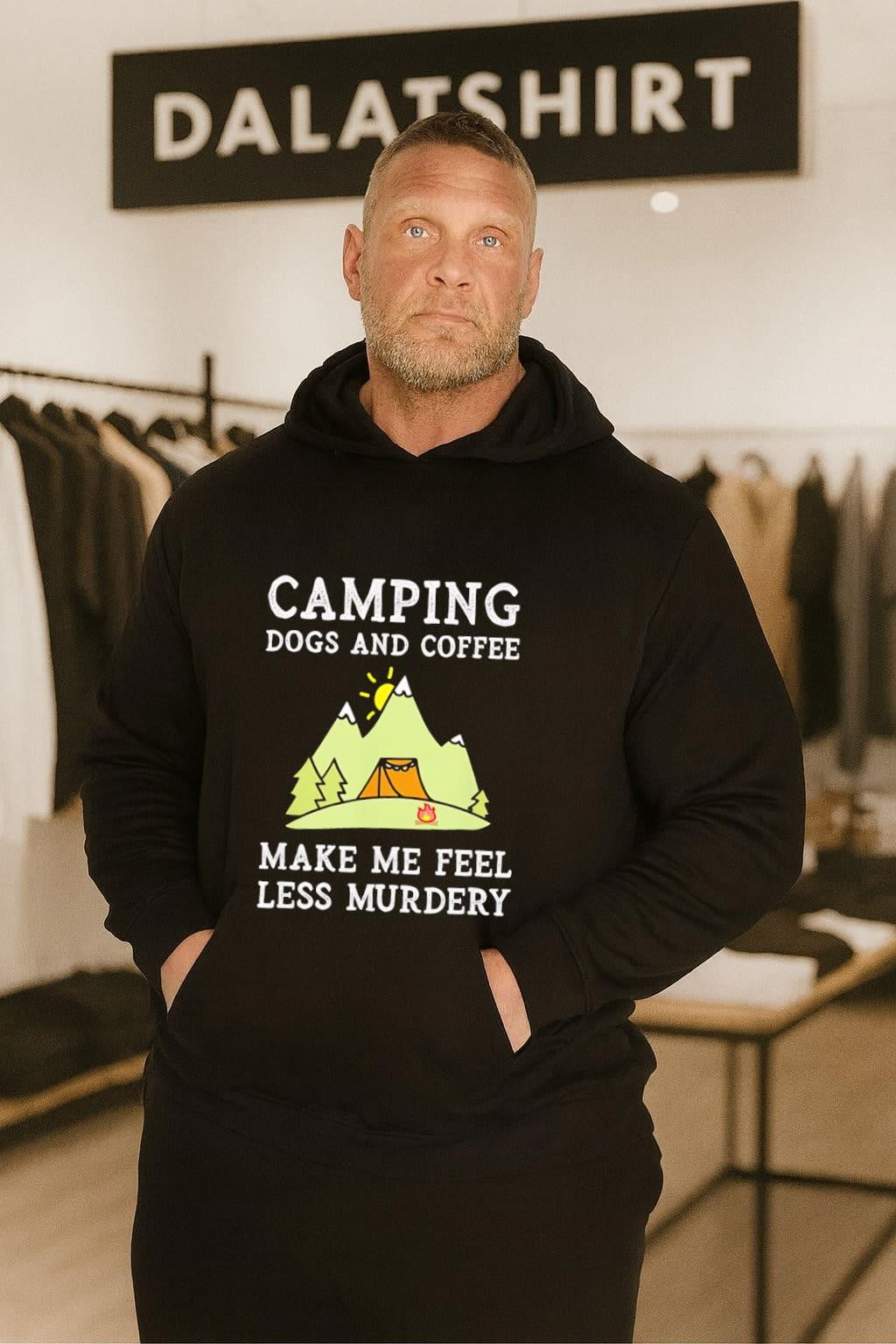 Camping Dogs And Coffee Make Me Feel Less Murdery shirt