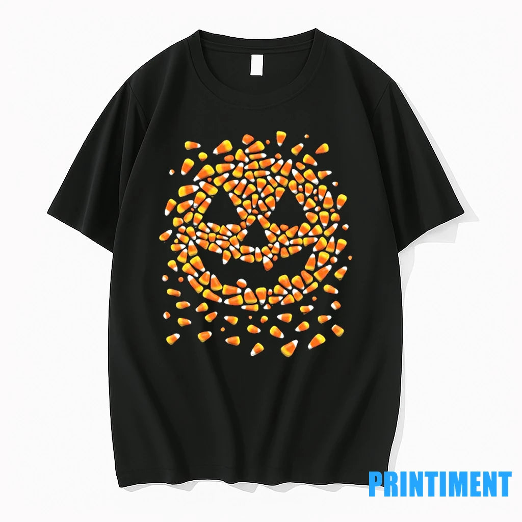 Candy Corn Face Pumpkin Halloween Tshirts Sweater