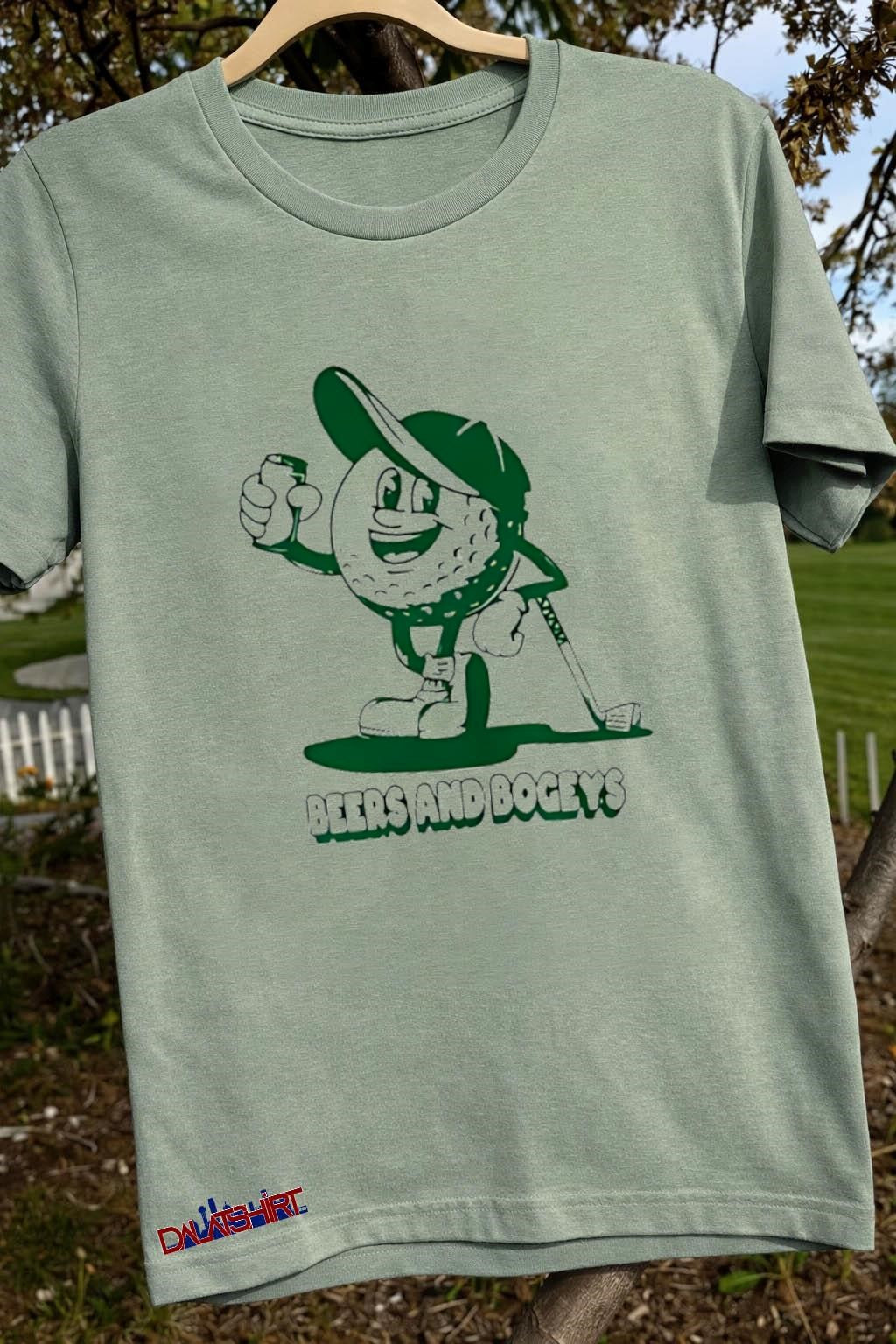 Captain Cocktail Beers and Bogeys cartoon golf ball character shirt