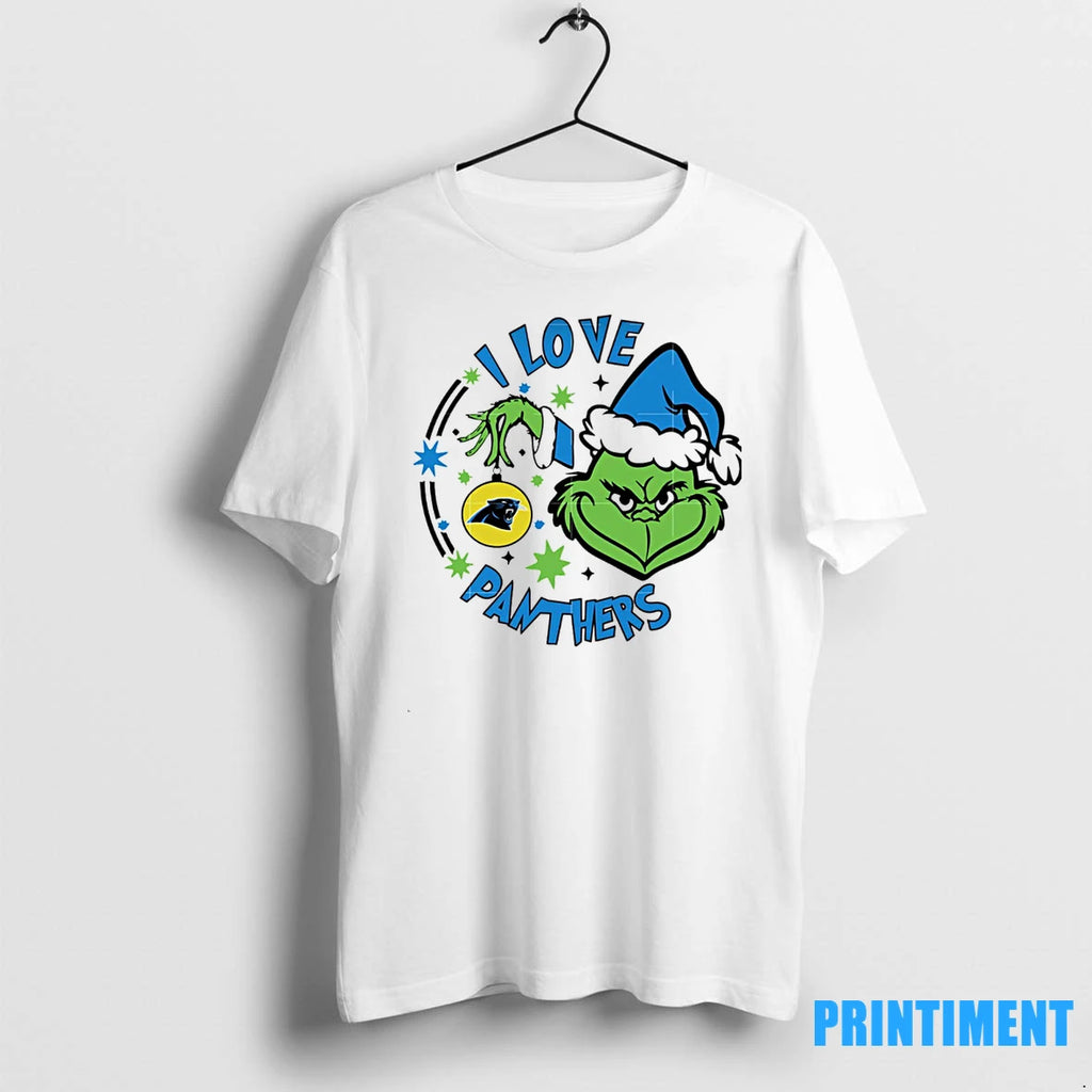 Carolina Panthers X Santa Grinch I Love Panthers Christmas Tshirts Sweater