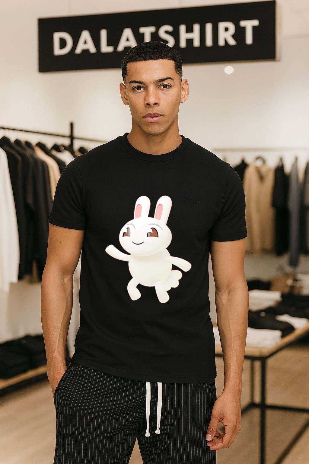 Cartoon Rabbit Waving Happy Bunny shirt