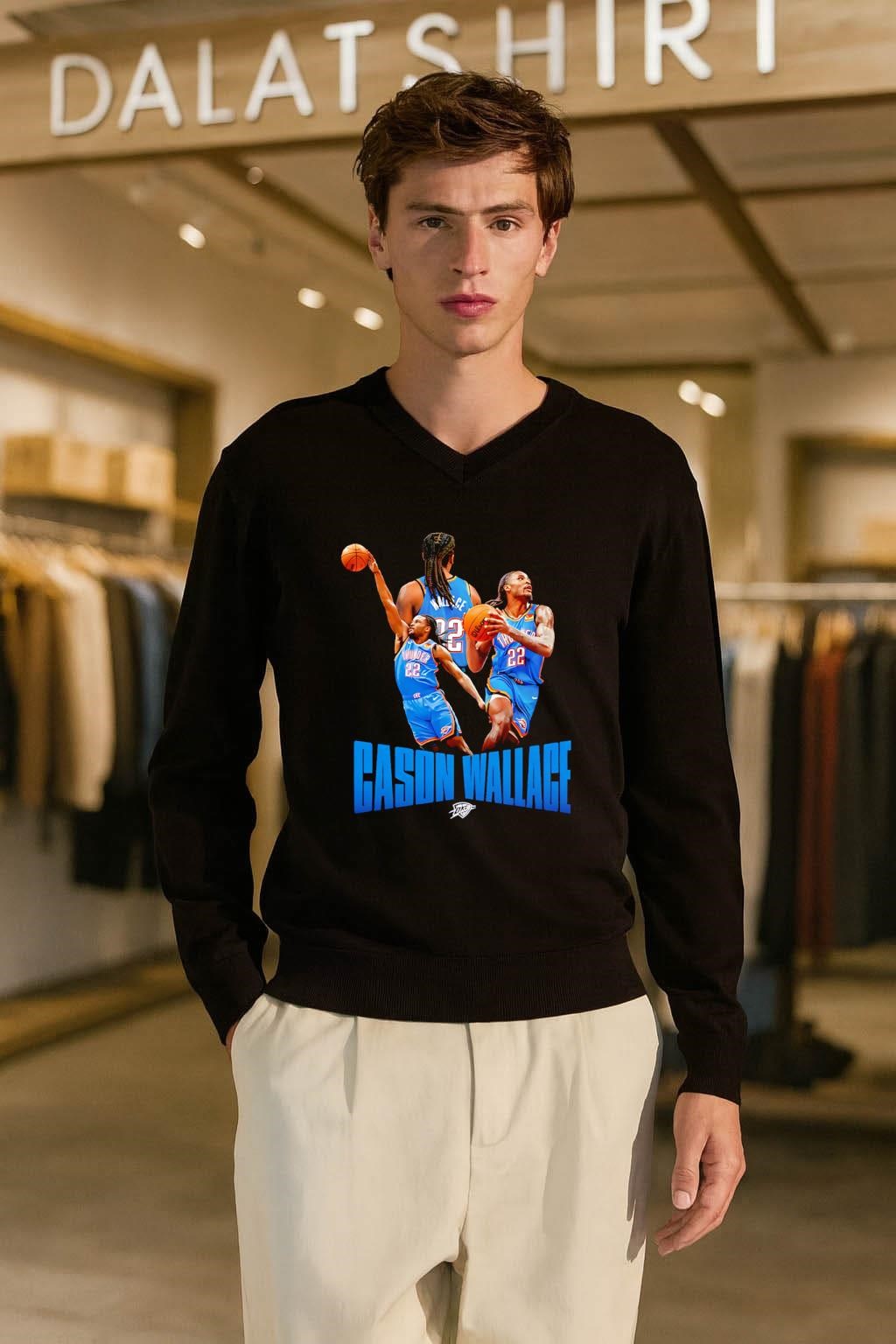 Cason Wallace Oklahoma City Thunder Basketball Player Action Graphic shirt