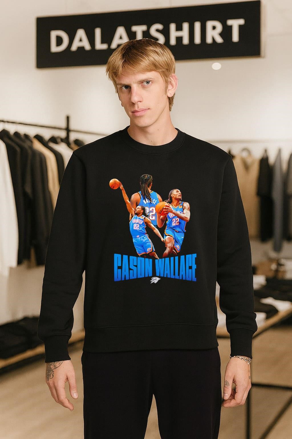 Cason Wallace Oklahoma City Thunder Basketball Player Action Graphic shirt