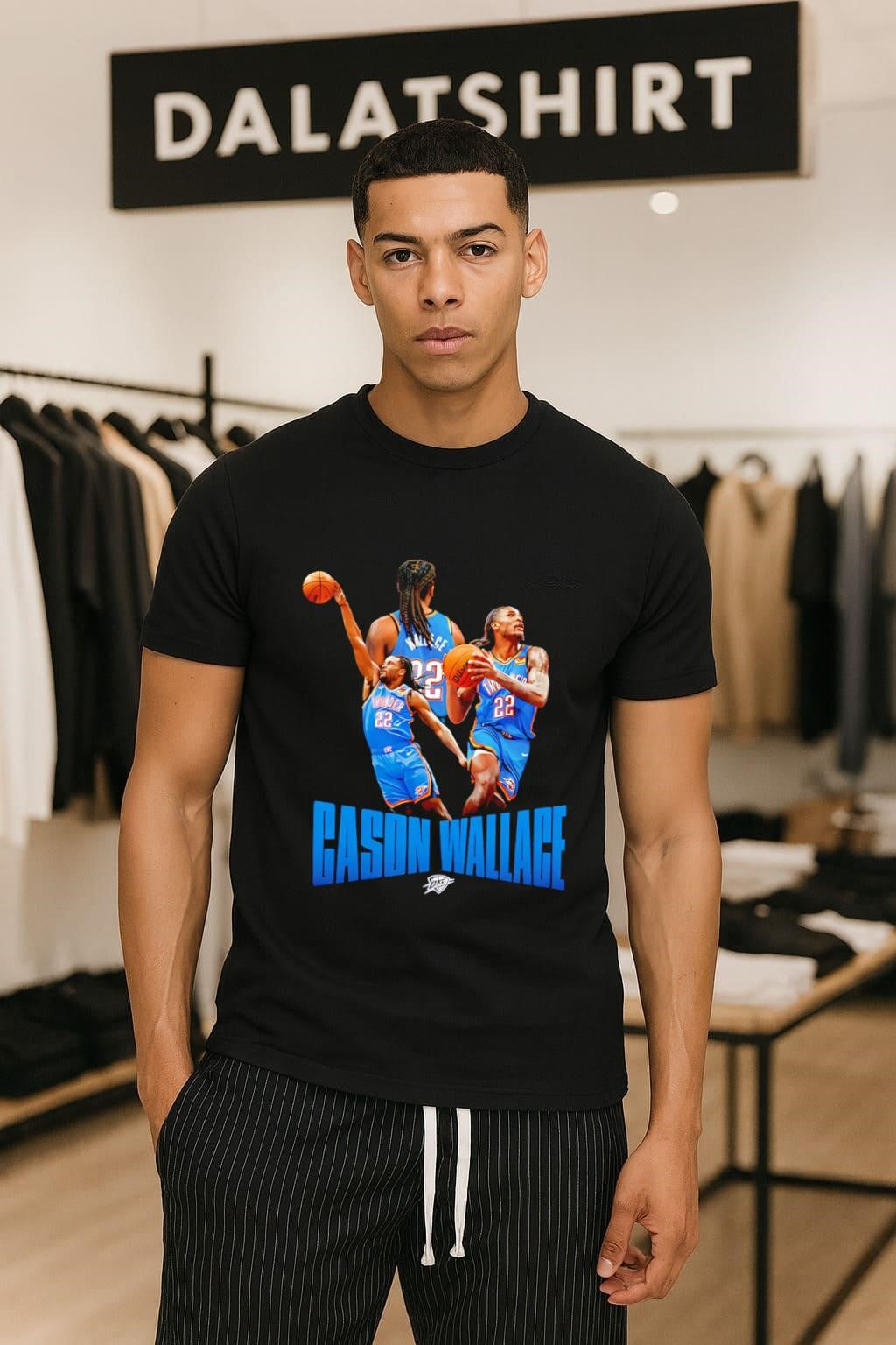 Cason Wallace Oklahoma City Thunder Basketball Player Action Graphic shirt