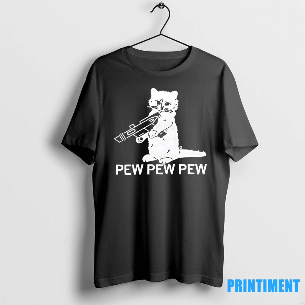 Cat Pew Pew Pew Cute Black White Tshirts Sweater