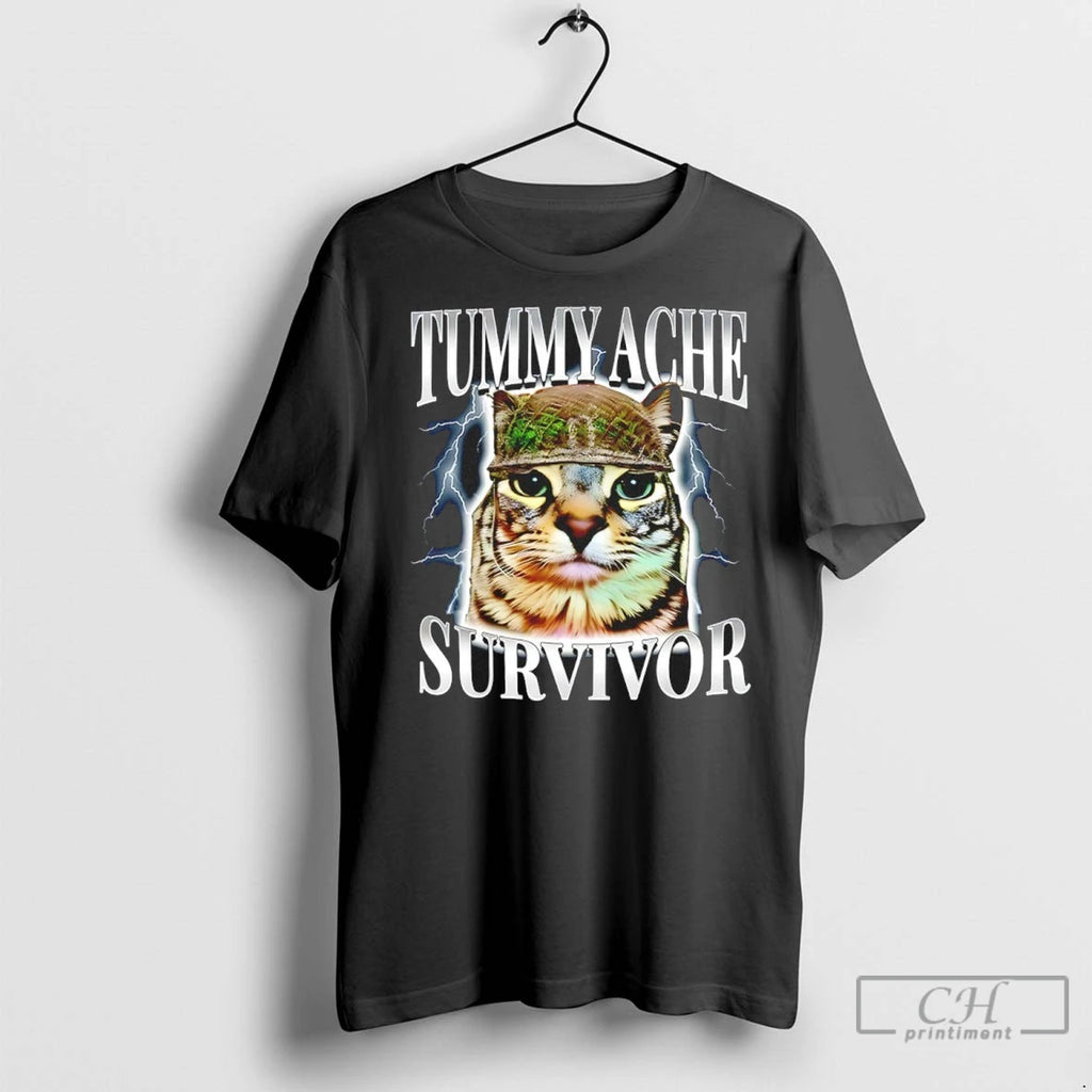 Cat Tummy Ache Survivor 90s Bootleg T Shirts