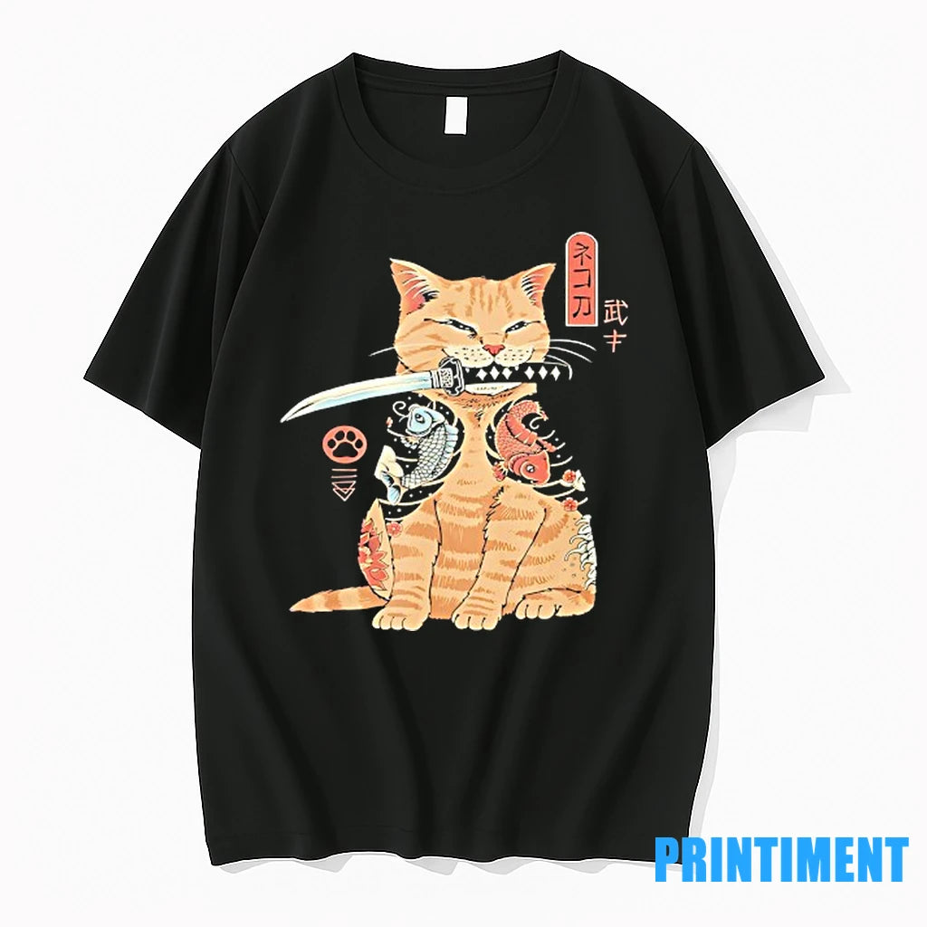 Cats Japanese Samurai Ninja Cat Kawaii Tattoo Tshirts Sweater