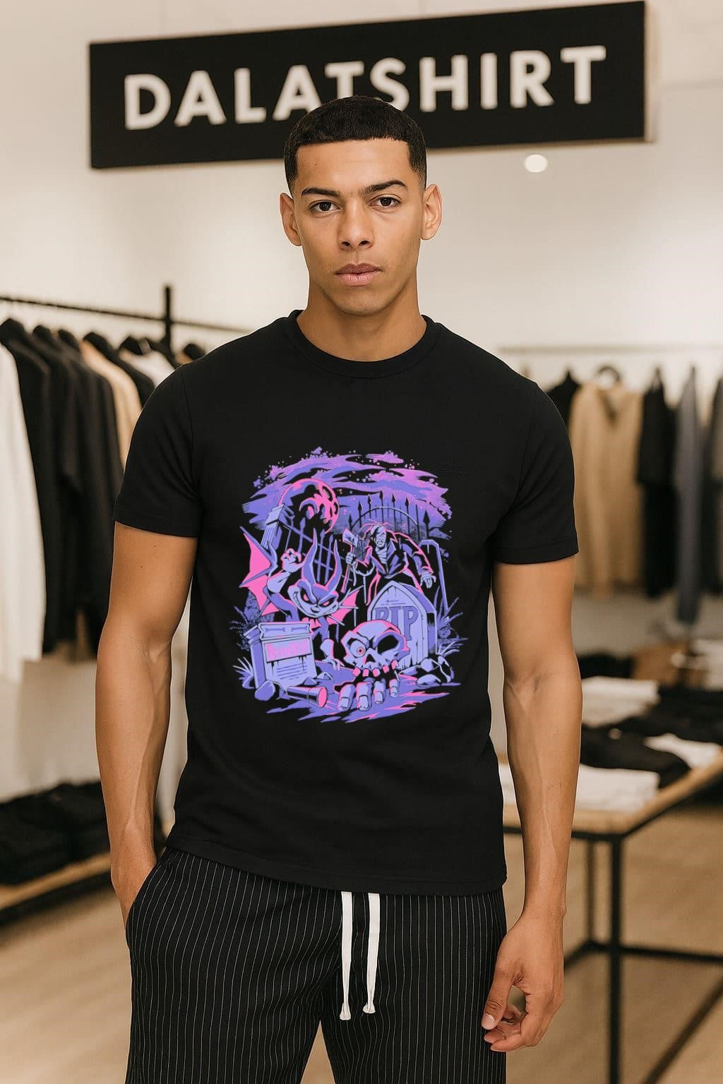 Cemetery RIP skull monster spooky shirt