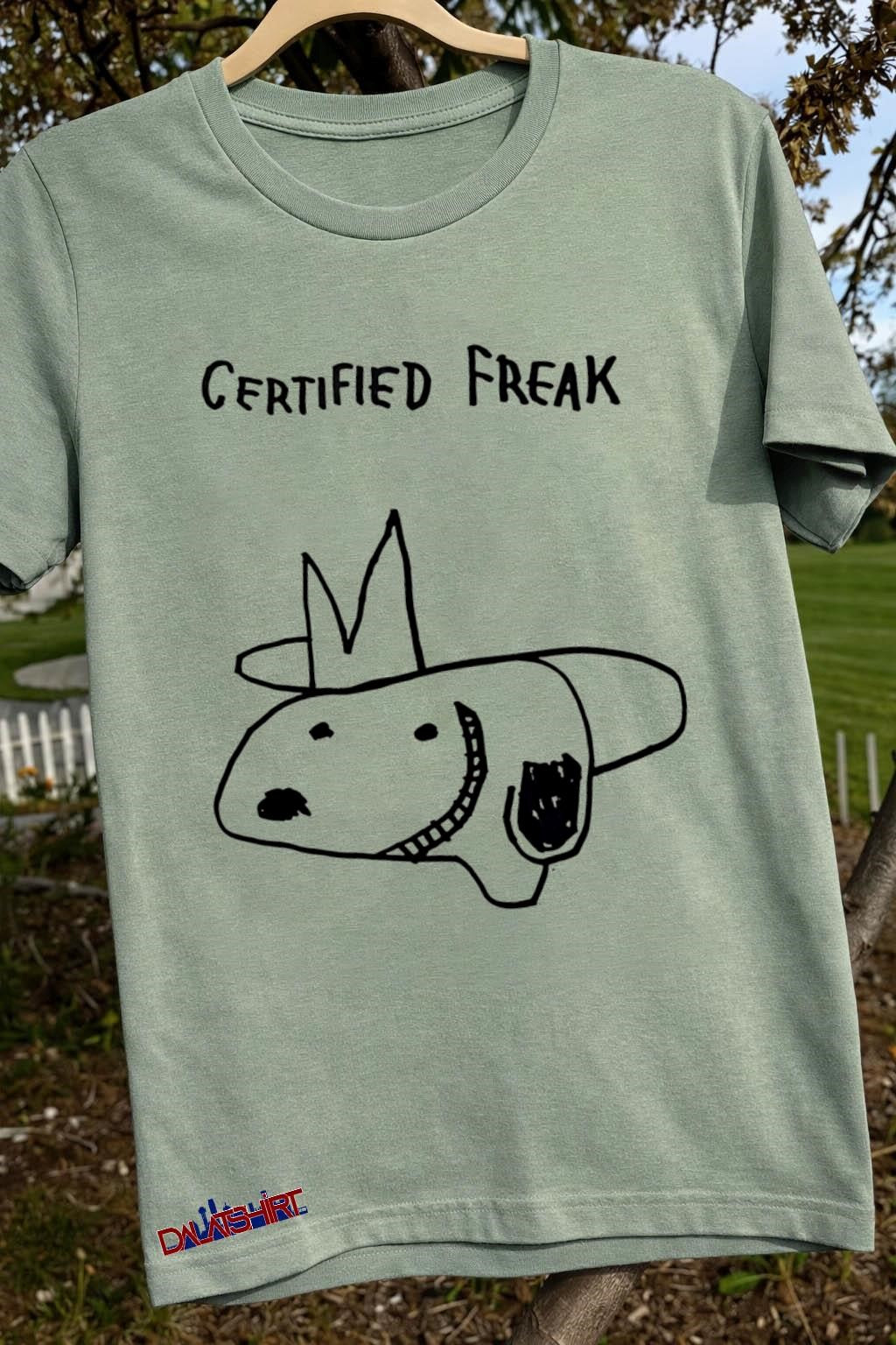 Certified Freak funny hand drawn character doodle graphic shirt