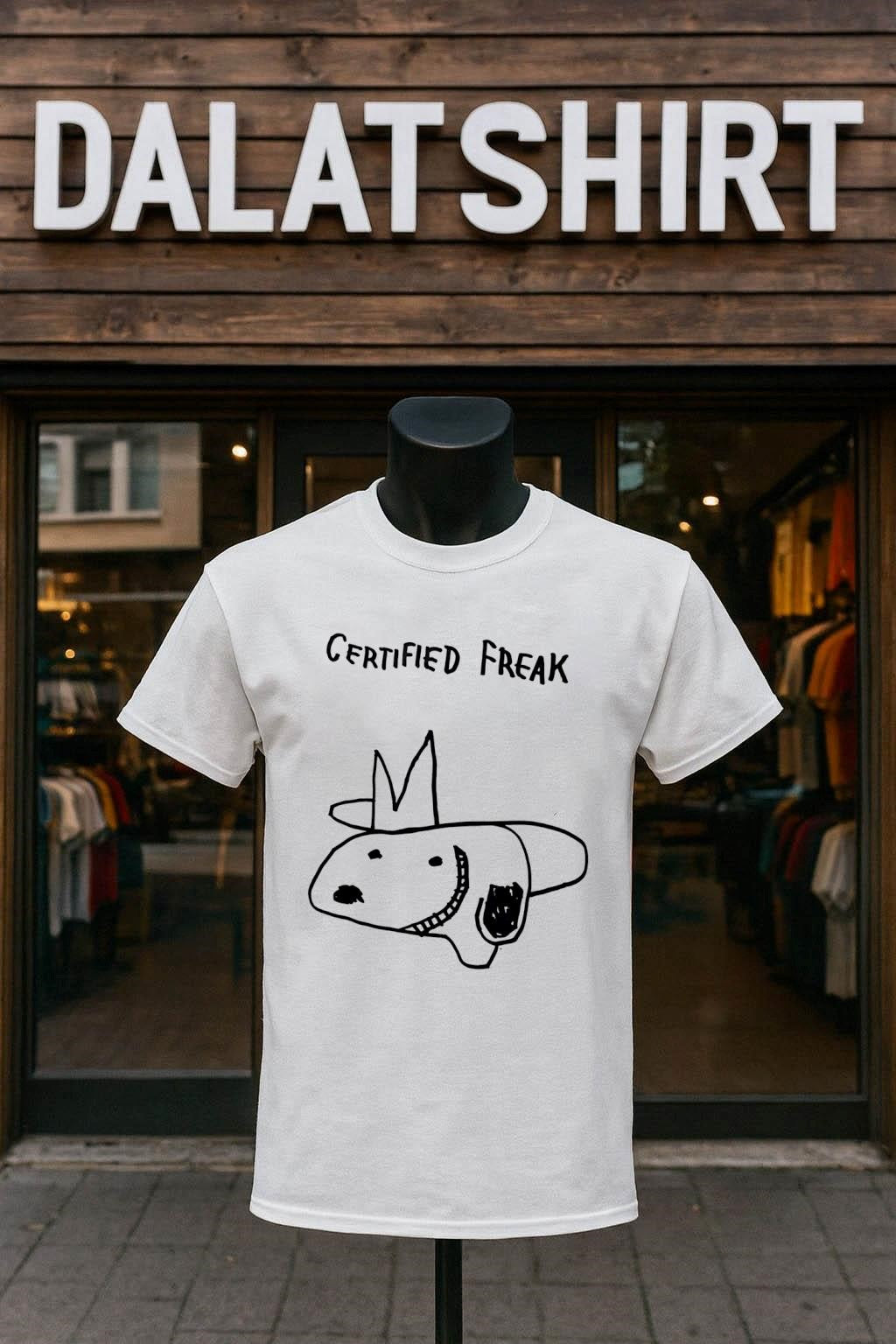 Certified Freak funny hand drawn character doodle graphic shirt