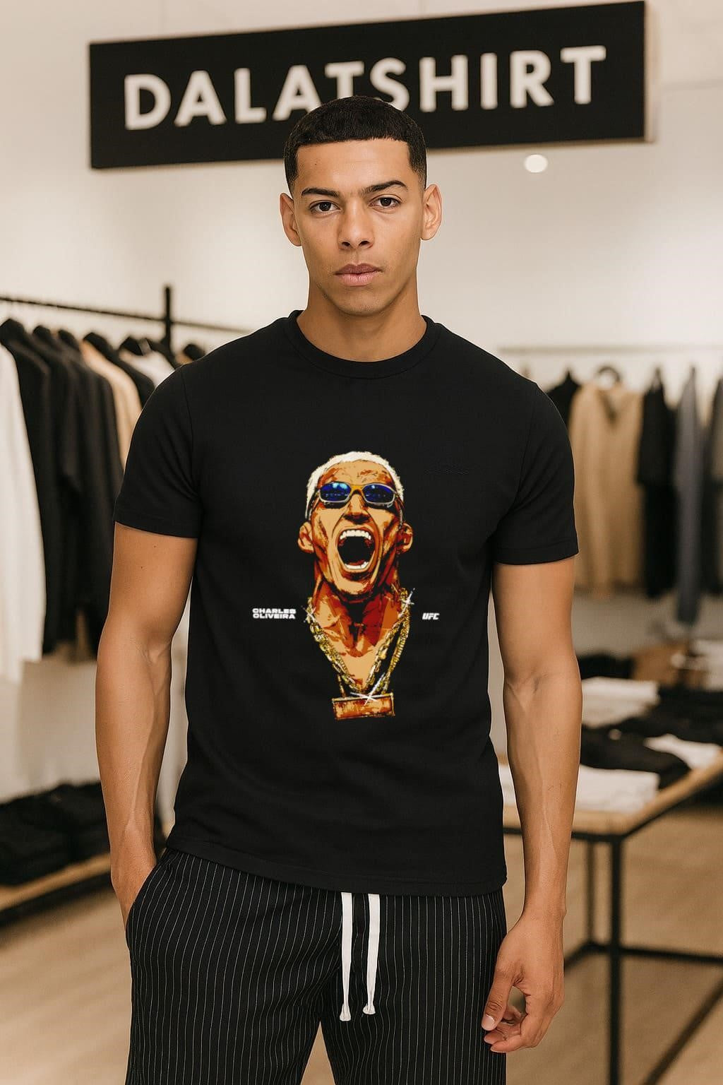 Charles Oliveira UFC Fighter Sunglasses Gold Chains shirt