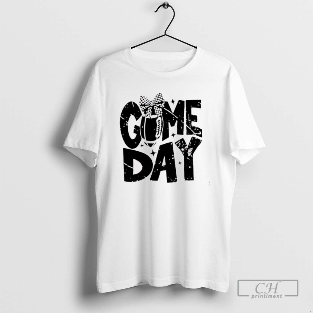 Checkered Bow Football Game Day T Shirts