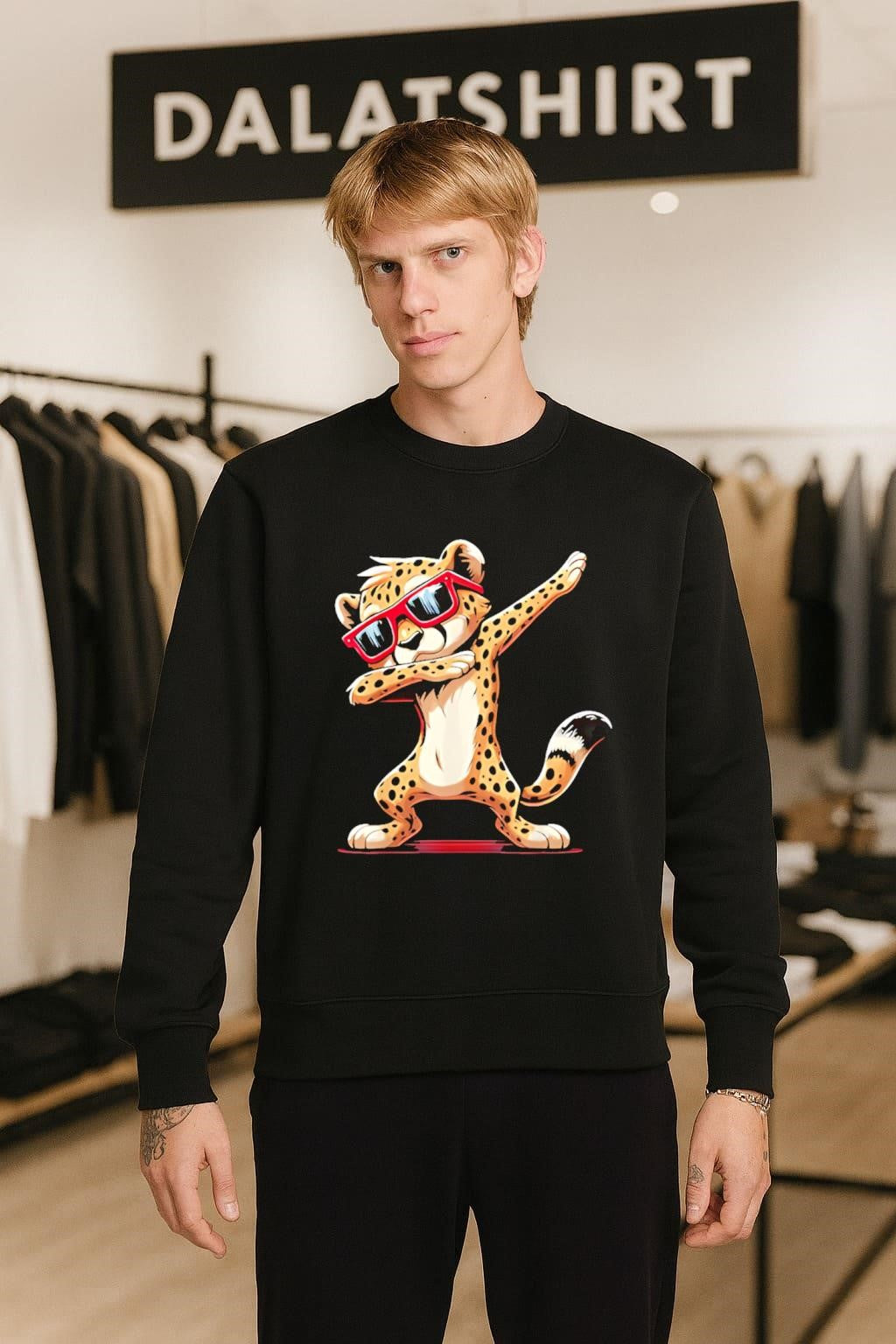 Cheetah Dabbing wearing Red Sunglasses Cool Animal shirt