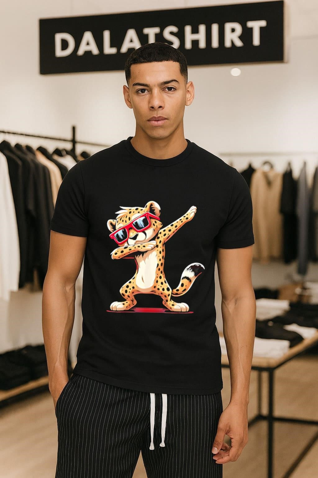 Cheetah Dabbing wearing Red Sunglasses Cool Animal shirt