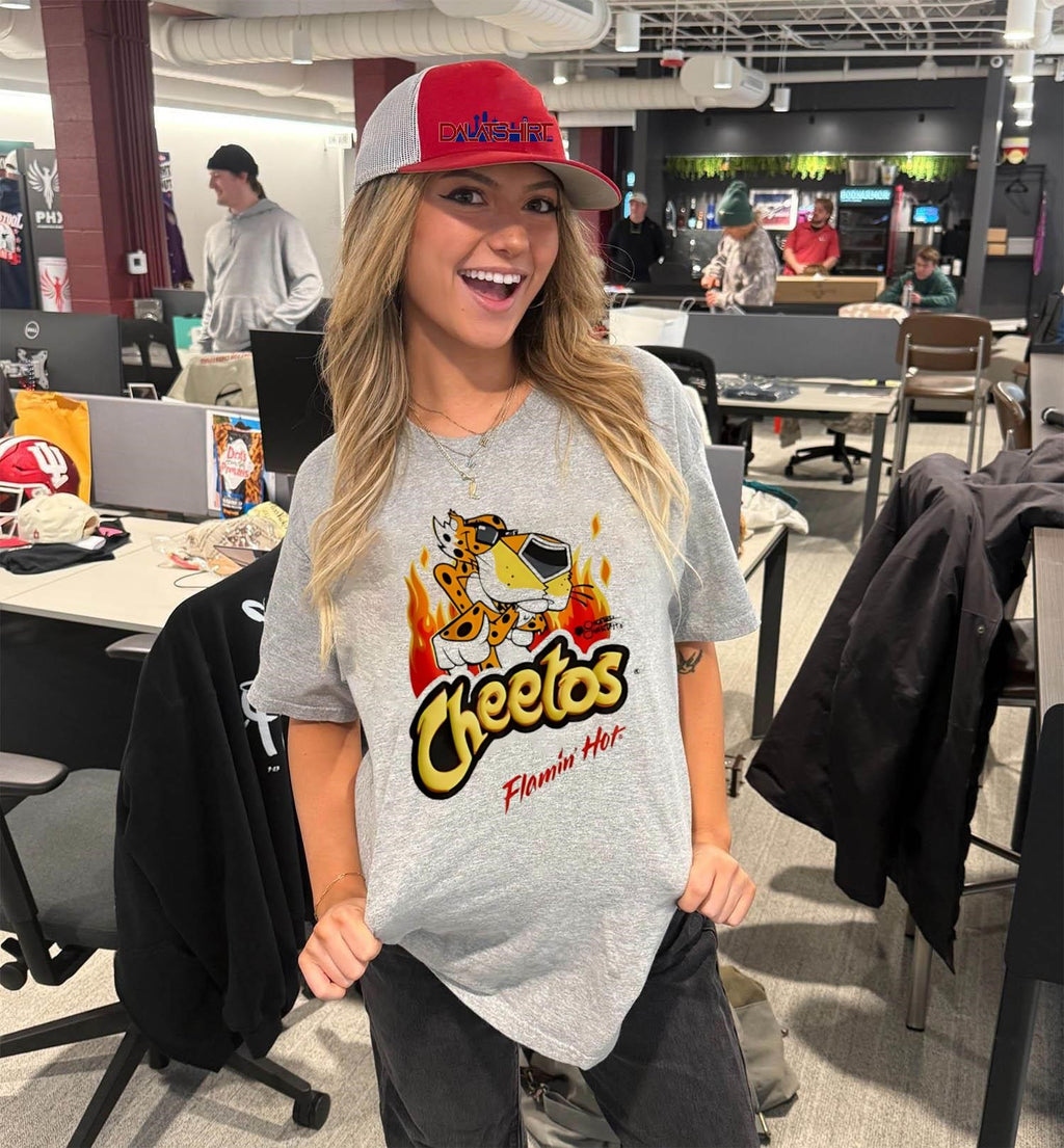 Cheetos Chester Cheetah Flamin’ Hot Fire graphic shirt