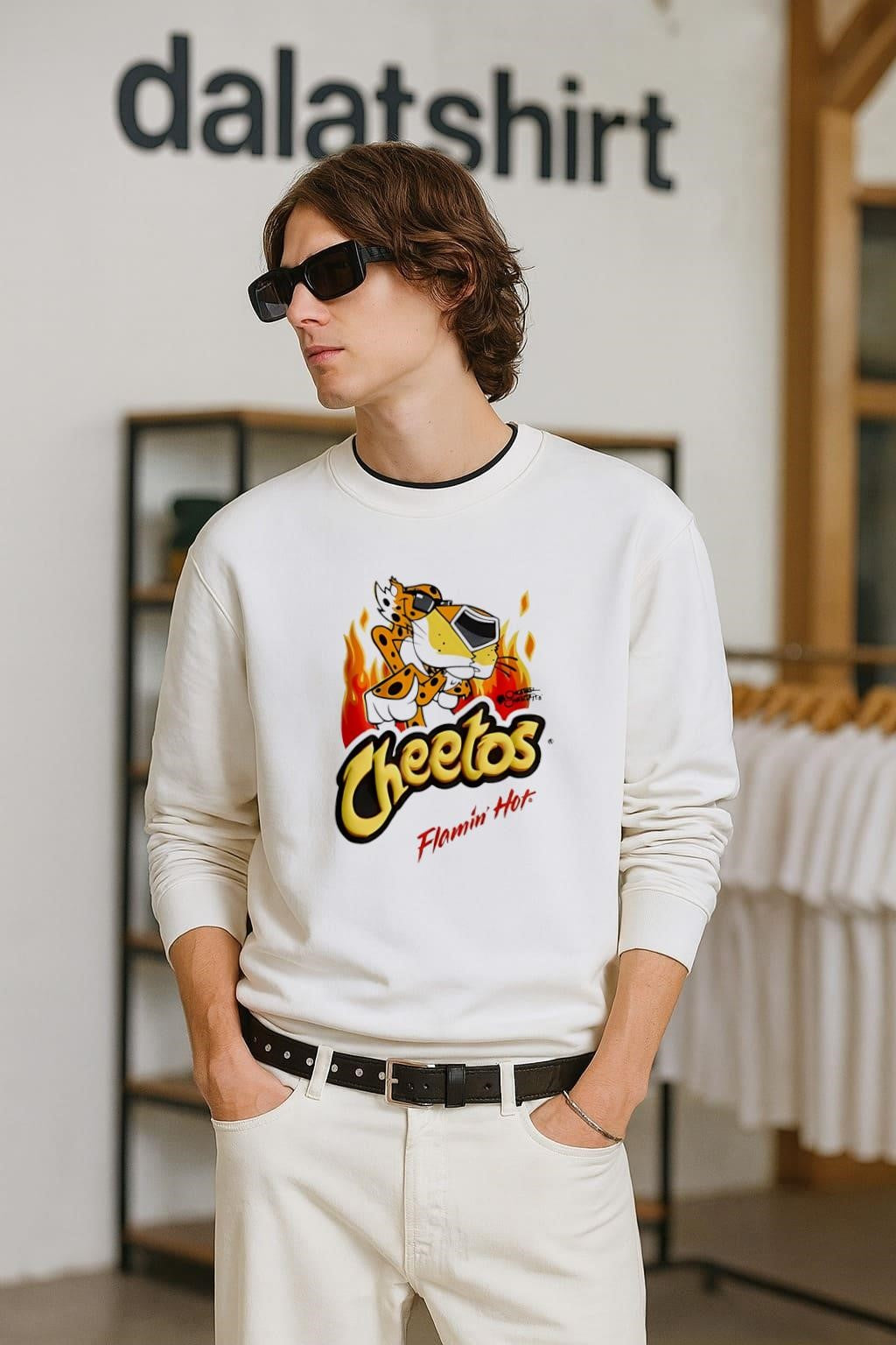Cheetos Chester Cheetah Flamin’ Hot Fire graphic shirt