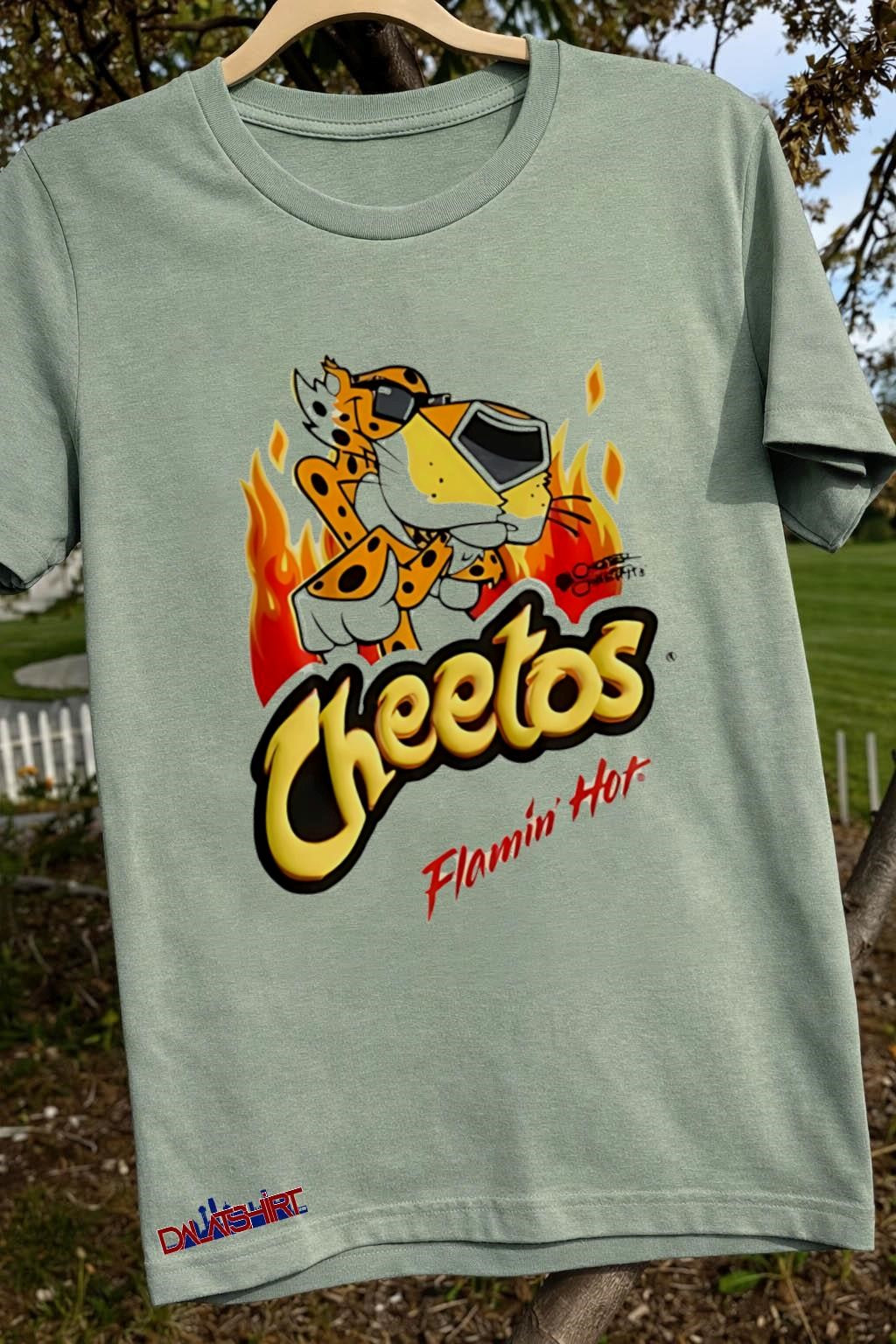 Cheetos Chester Cheetah Flamin’ Hot Fire graphic shirt