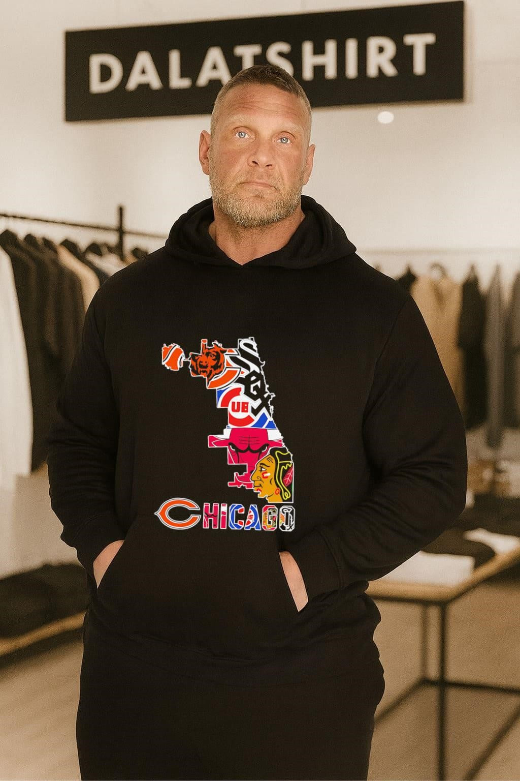 Chicago Sports Teams Logo Mashup City Map Silhouette Graphic shirt