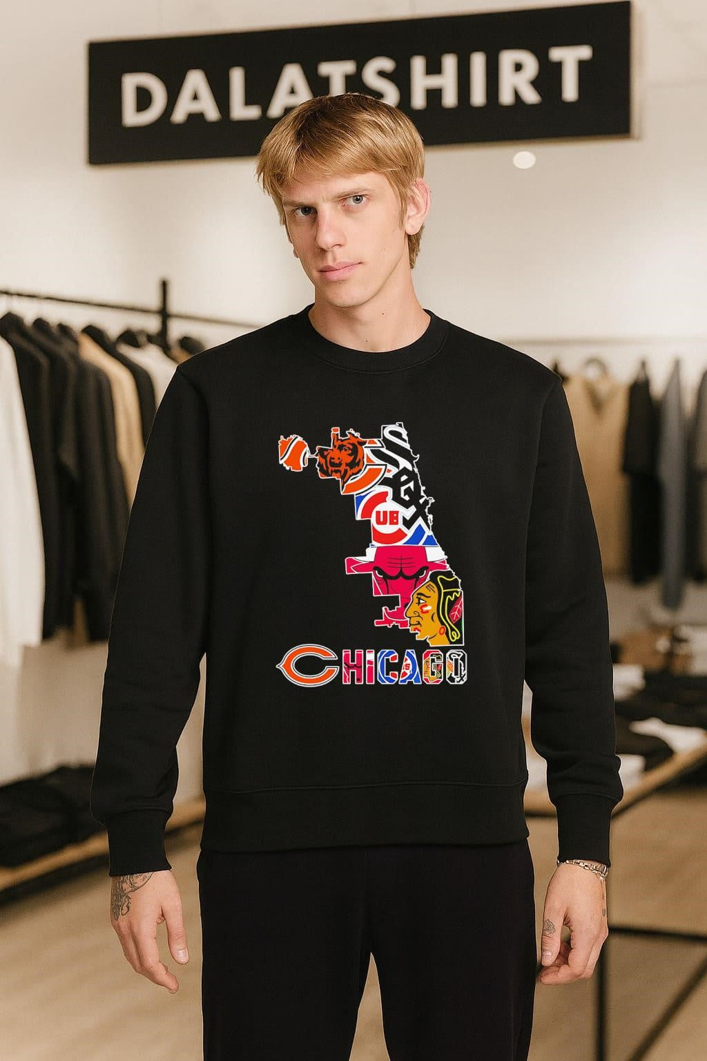 Chicago Sports Teams Logo Mashup City Map Silhouette Graphic shirt