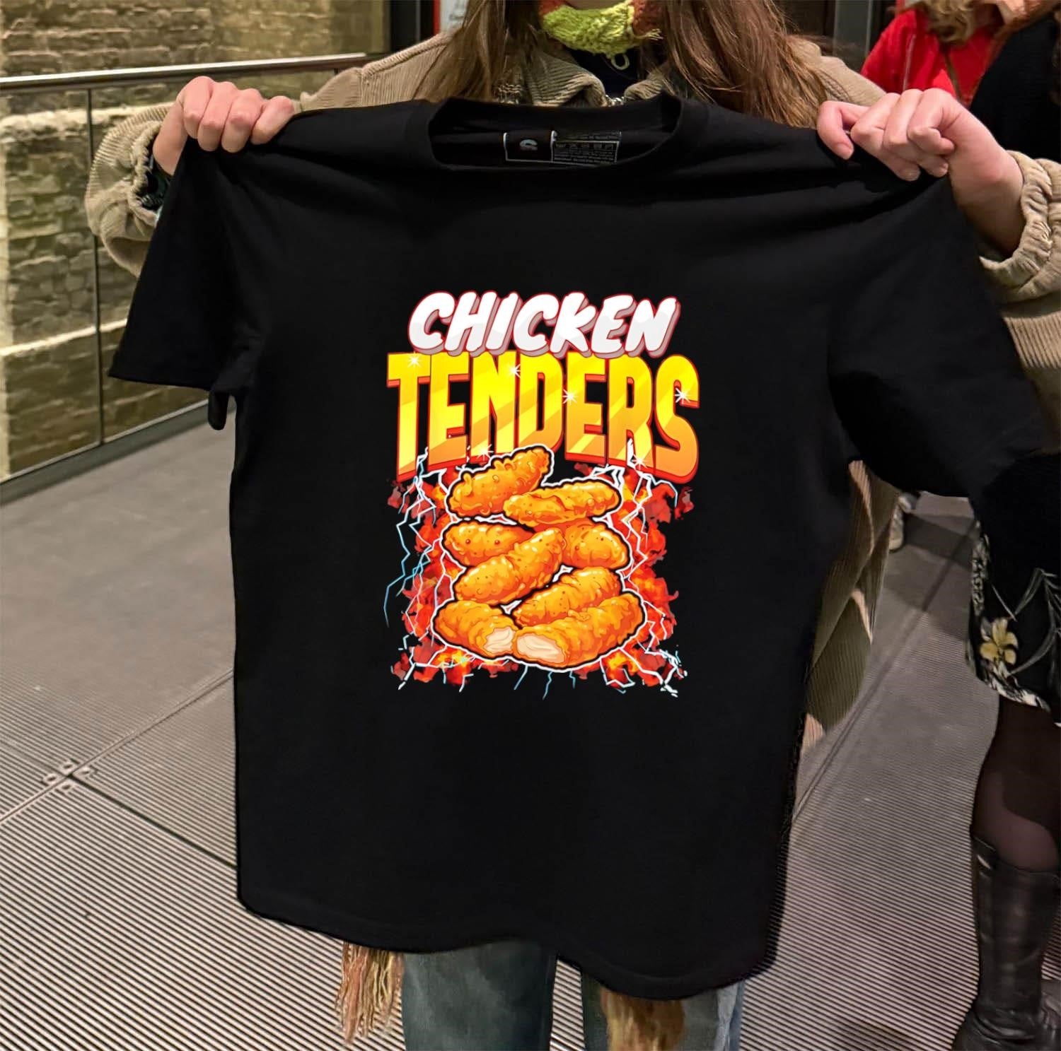 Chicken Tenders Food With Lightning And Fire Graphic shirt