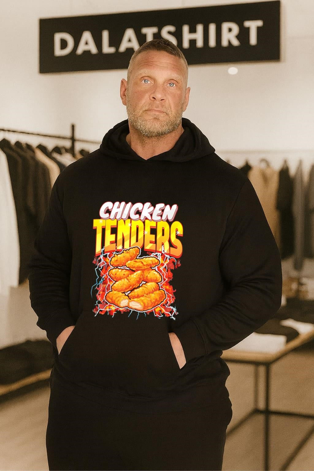 Chicken Tenders Food With Lightning And Fire Graphic shirt