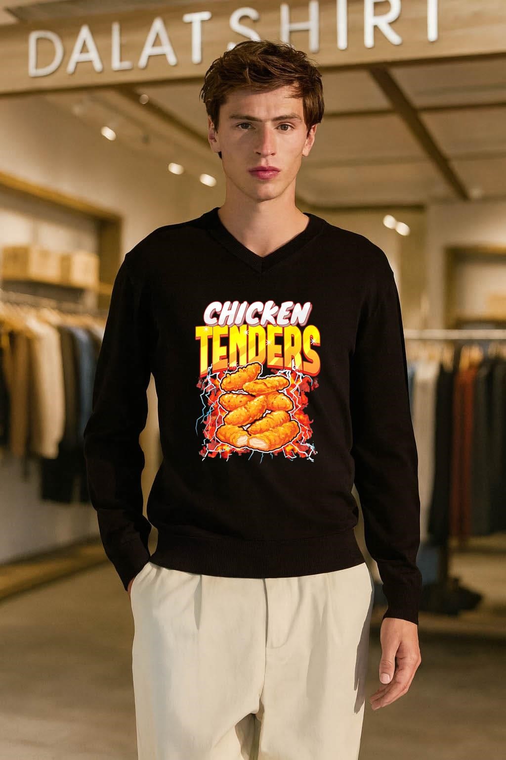 Chicken Tenders Food With Lightning And Fire Graphic shirt