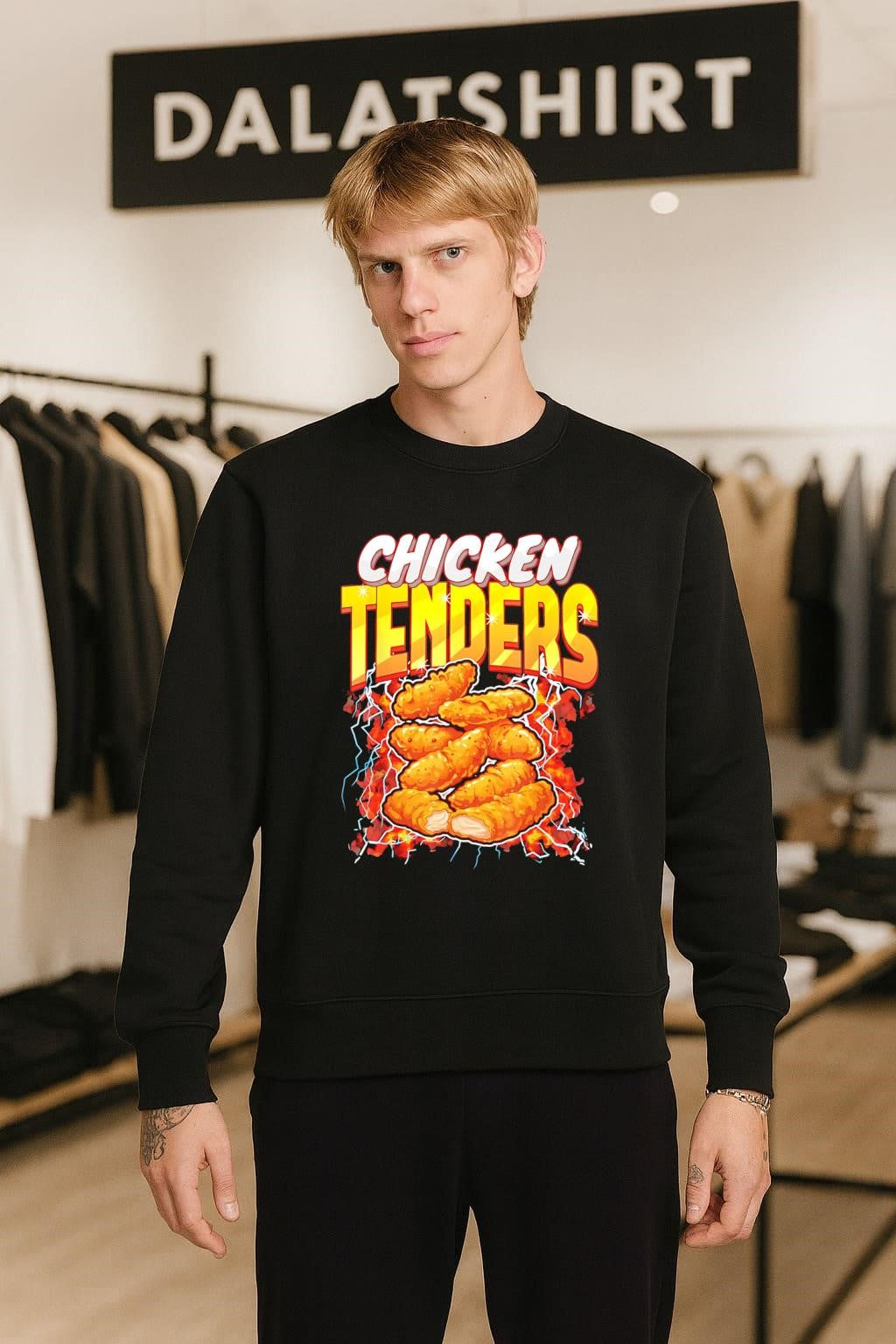 Chicken Tenders Food With Lightning And Fire Graphic shirt