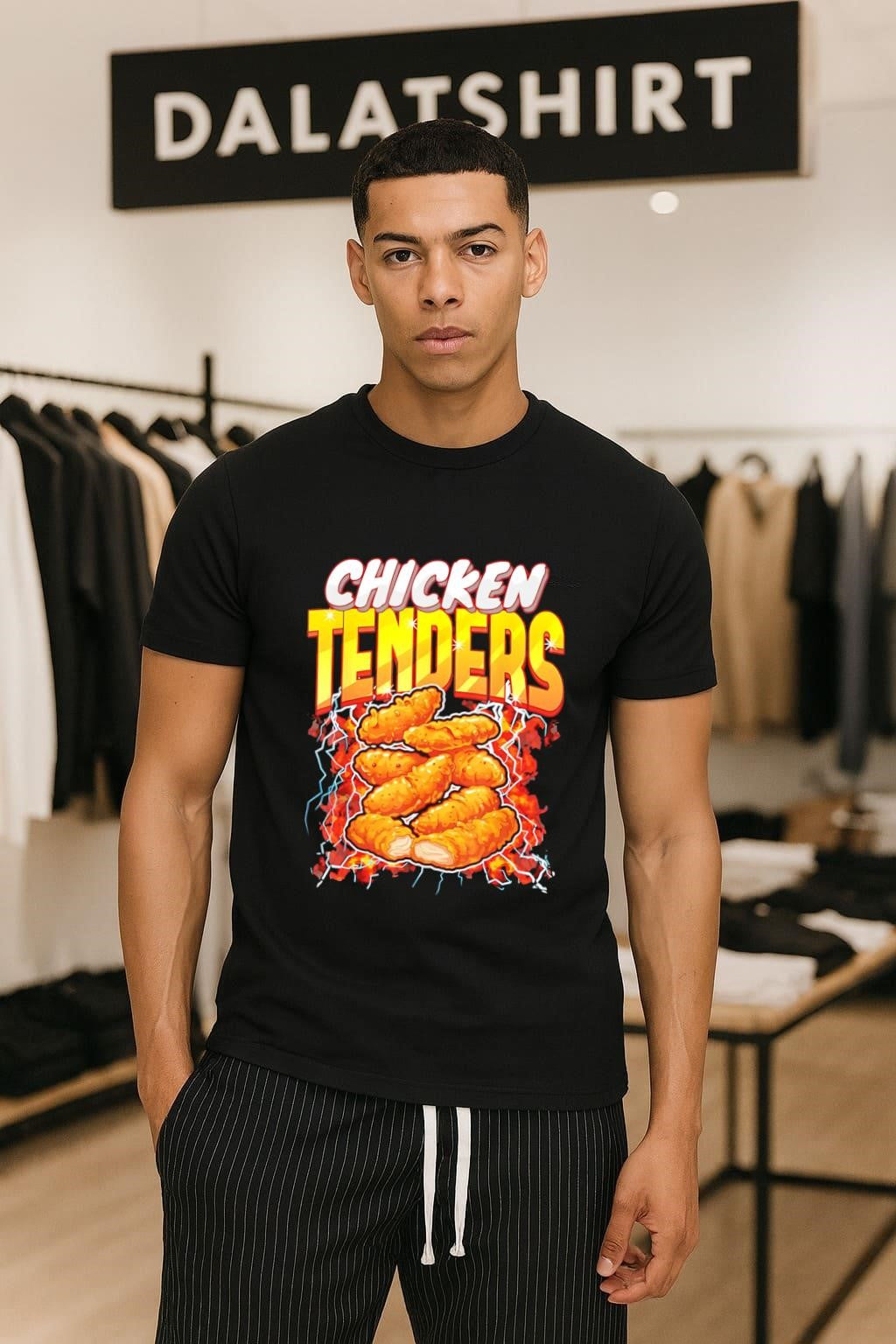 Chicken Tenders Food With Lightning And Fire Graphic shirt