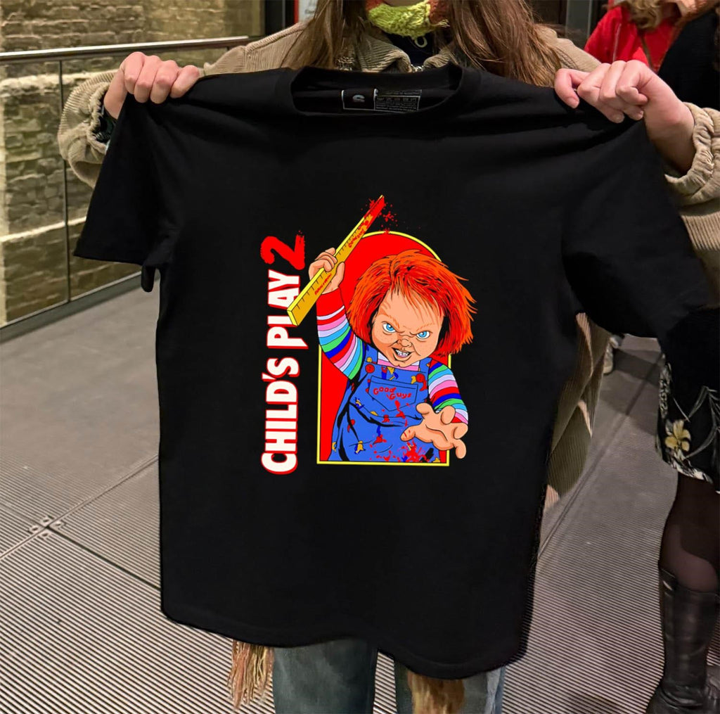 Child’s Play 2 Chucky Holding Bloody Ruler Good Guys Overalls shirt