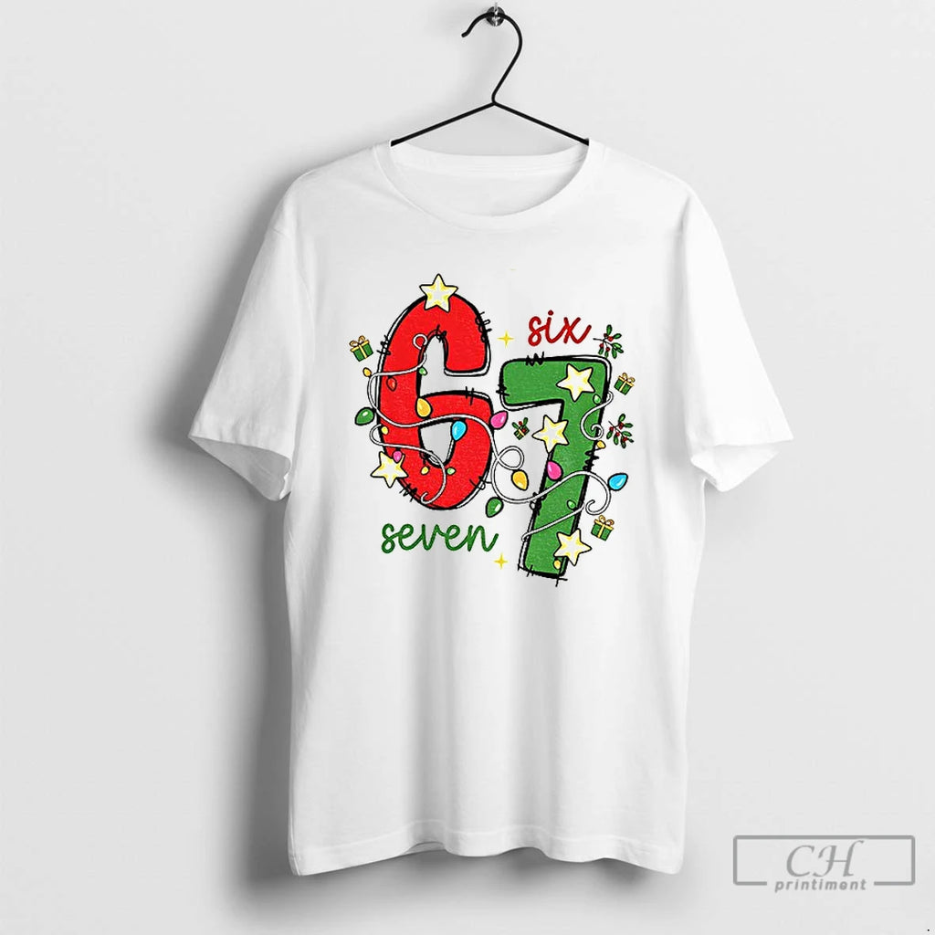 Christmas Six Seven Viral Tiktok Phrase Funny Saying T Shirts
