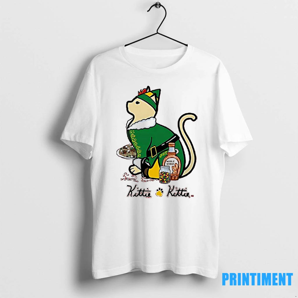 Christmas Elf Kittie Maple Syrup Bottle Tshirts Sweater