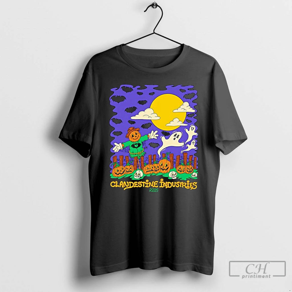 Clandestine Industries Scarecrow Ghosts Pumpkins Bats 2005 Halloween T Shirts