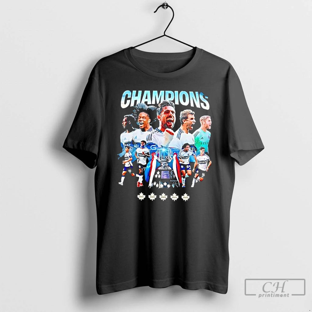 Classic 2025 Vancouver Whitecaps Fc Players Telus Canadian Champions 2 Sided T Shirts Hoodie Longsleeve
