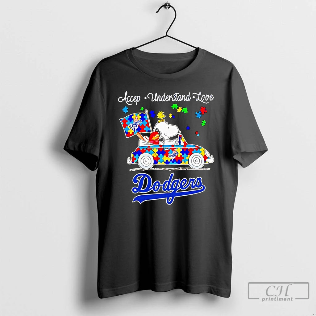 Classic Accept Understand Love Los Angeles Dodgers Austism Day T Shirts