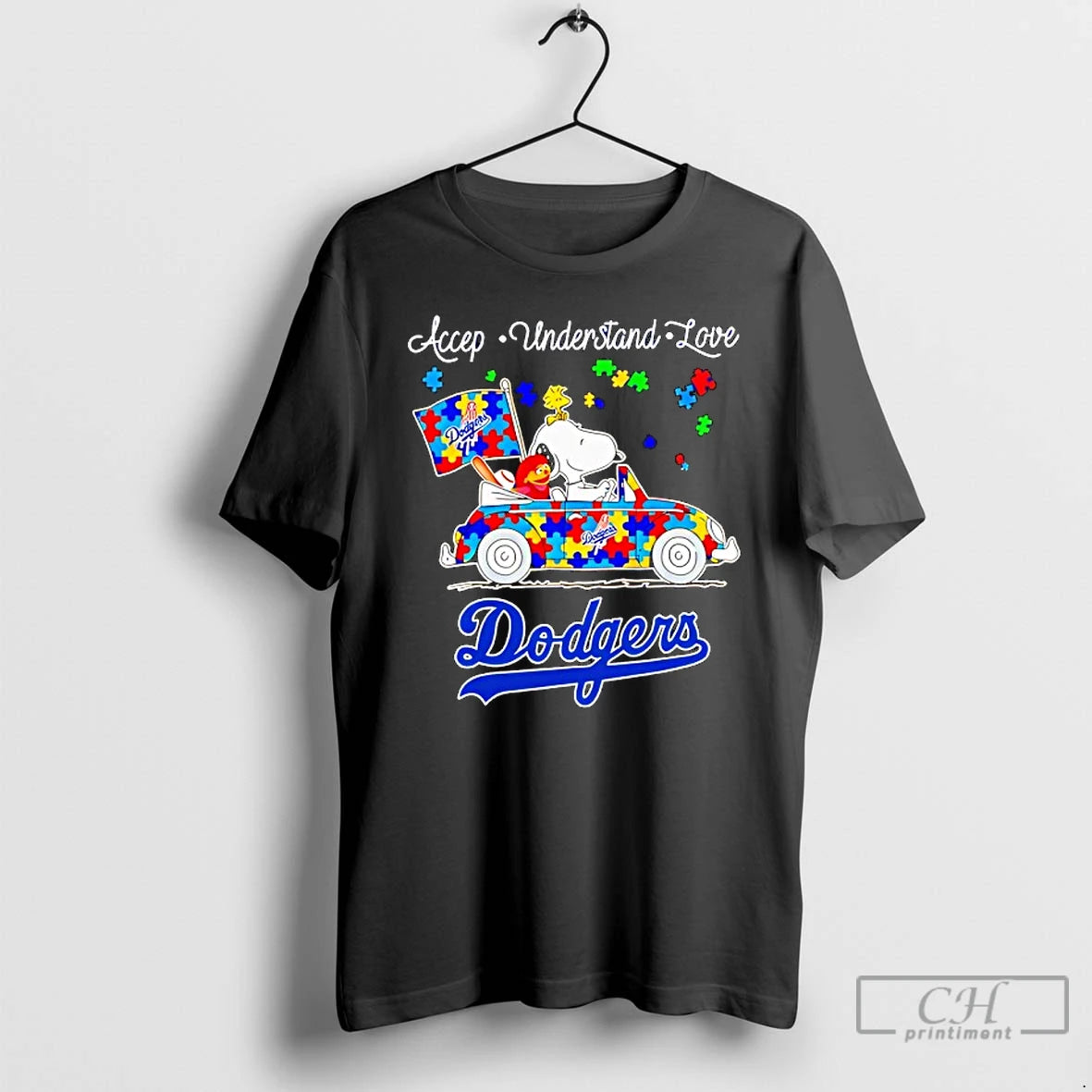 Classic Accept Understand Love Los Angeles Dodgers Austism Day T Shirts