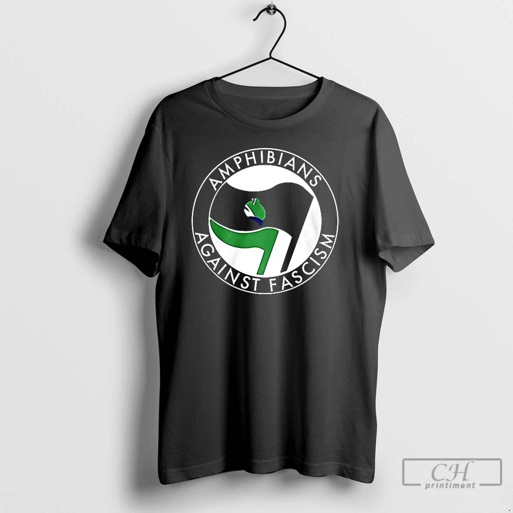 Classic Amphibians Against Fascism Frog Flag T Shirts