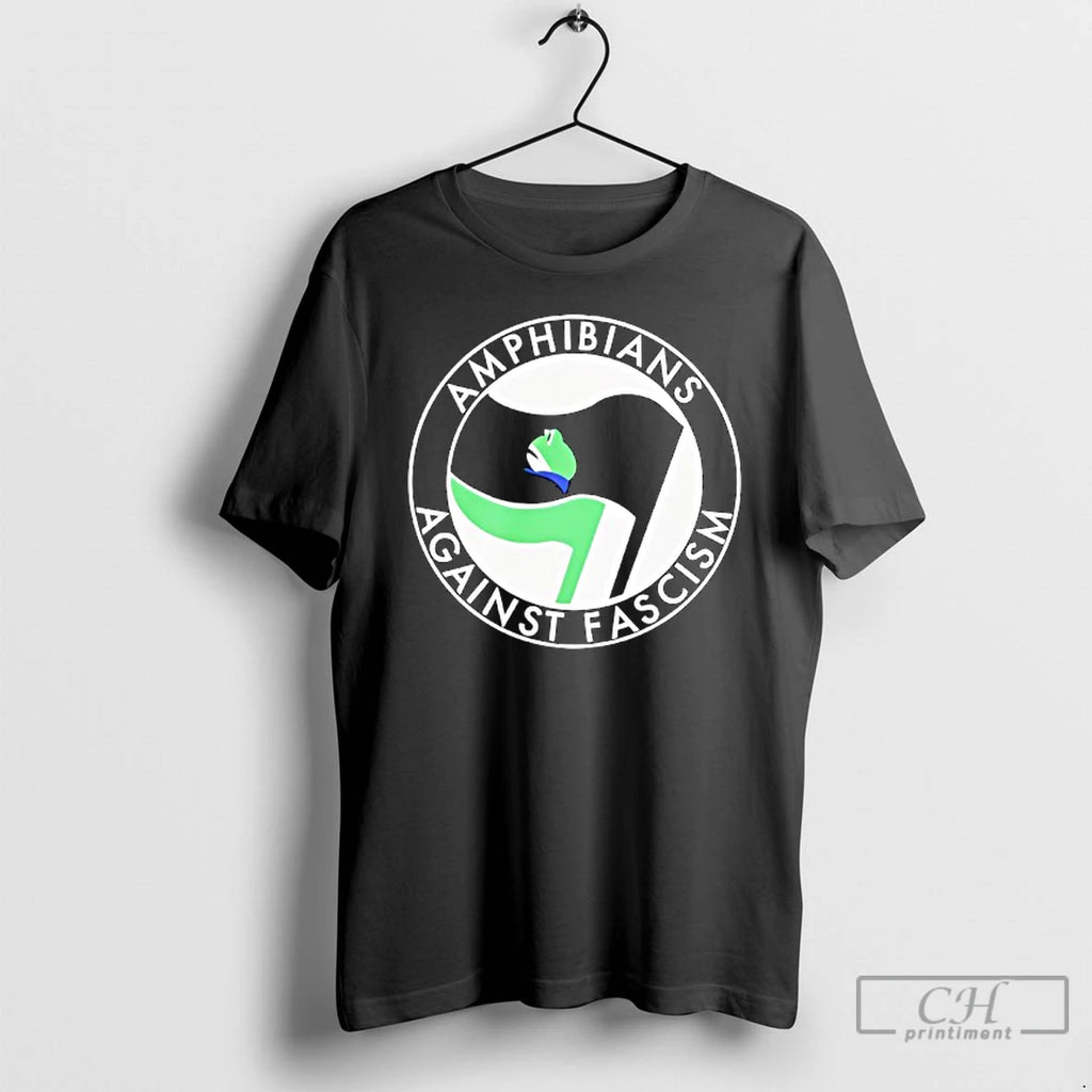 Classic Amphibians Against Fascism Logo Frog Flag T Shirts