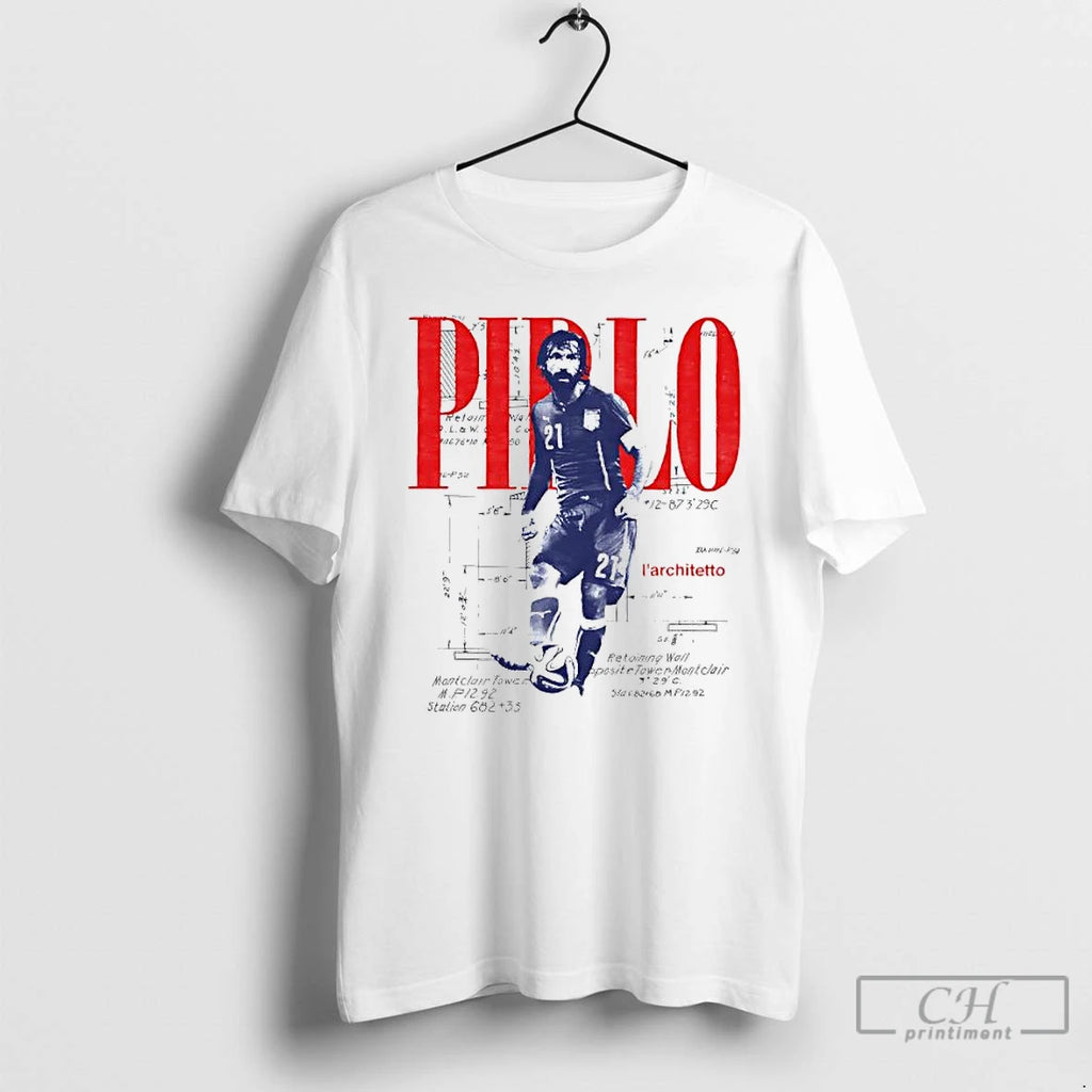 Classic Andrea Pirlo Larchitetto Vintage Player Football T Shirts Hoodie Longsleeve