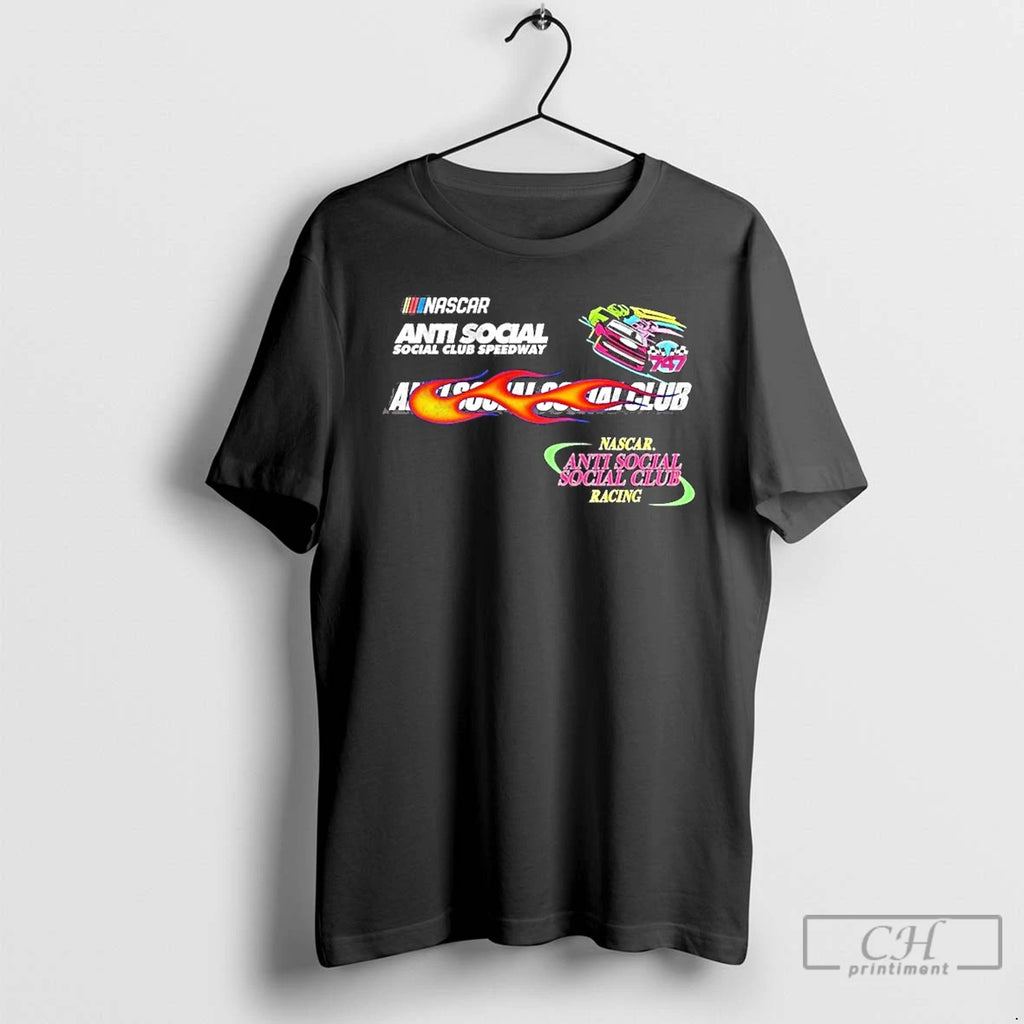 Classic Anti Social Social Club X Nascar Racing T Shirts