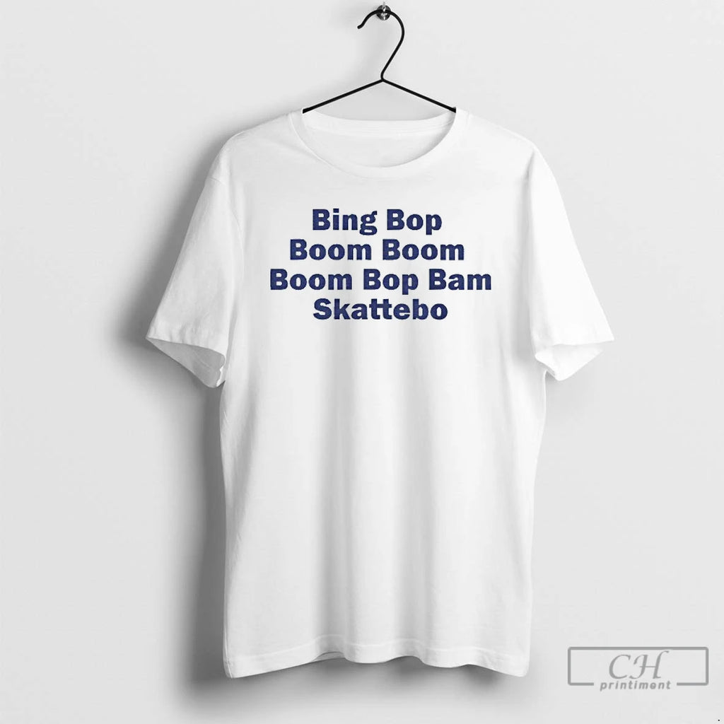 Classic Bing Bop Boom Boom Boom Bop Bam Skattebo New York Giants Mens White Tee
