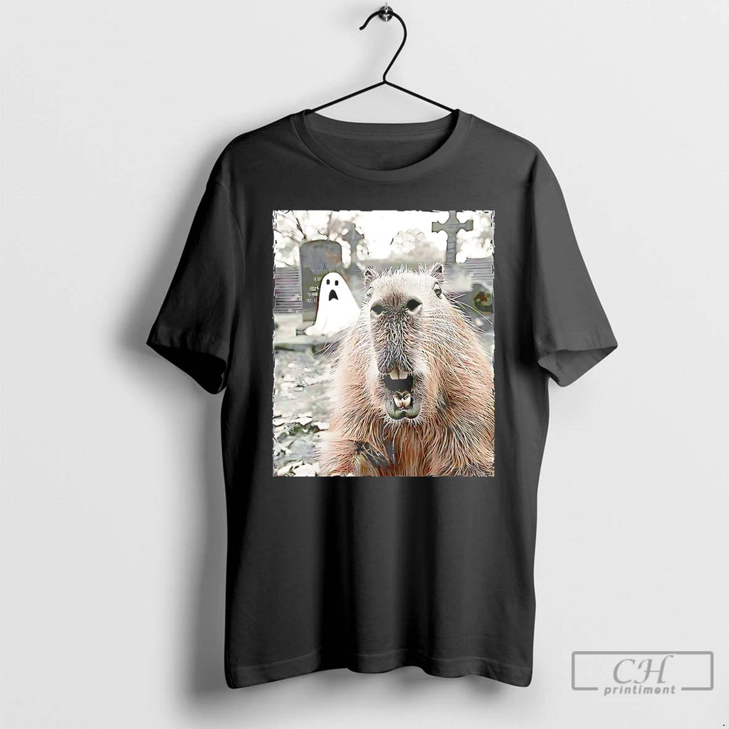 Classic Capybara Ghost Funny Halloween T Shirts Hoodie Longsleeve